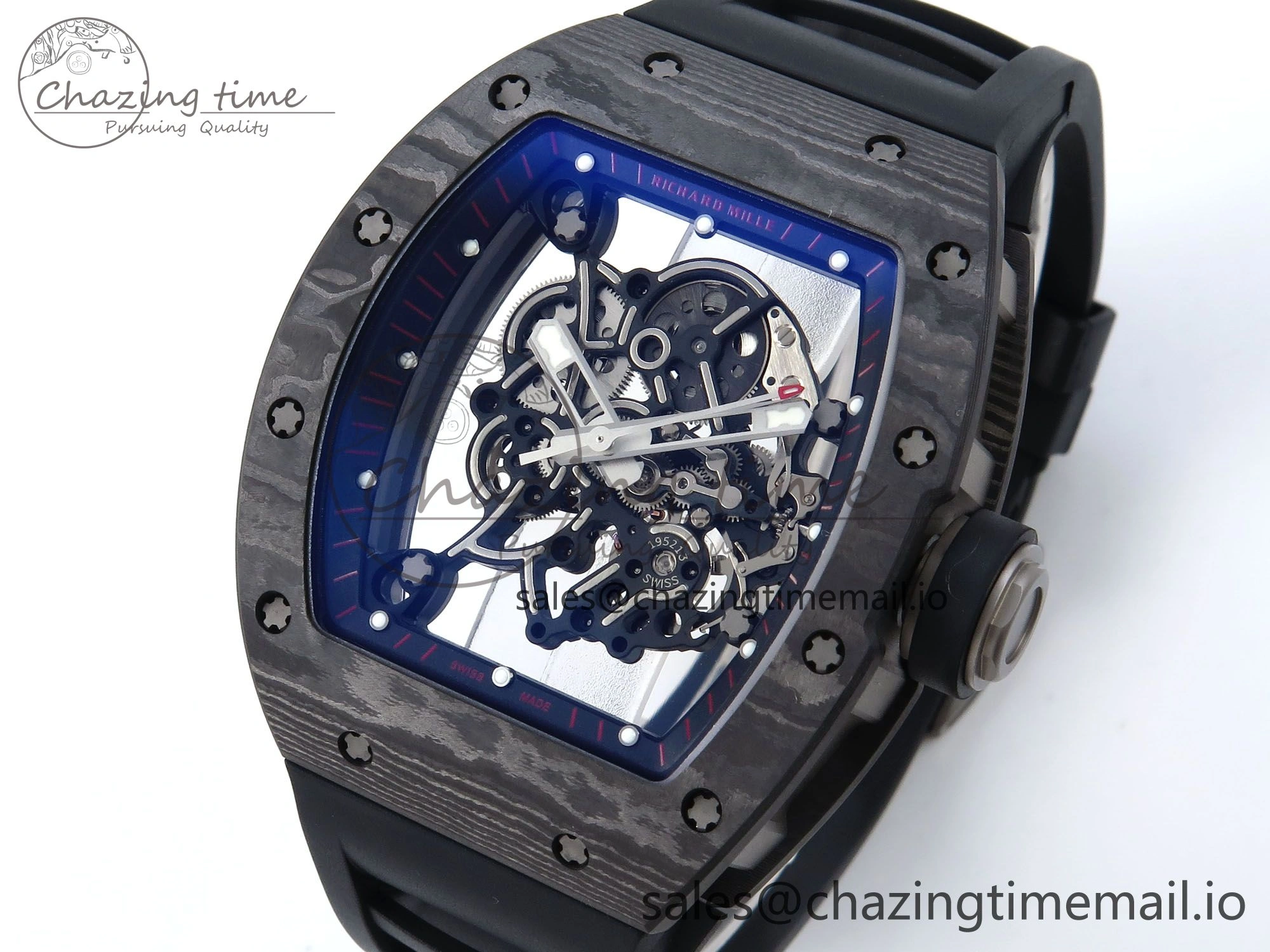 Sophisticated RM055 NTPT APSF 1:1 Best Edition Black Bezel Black Crown on Rubber Strap RMUL2 Super Clone 9238