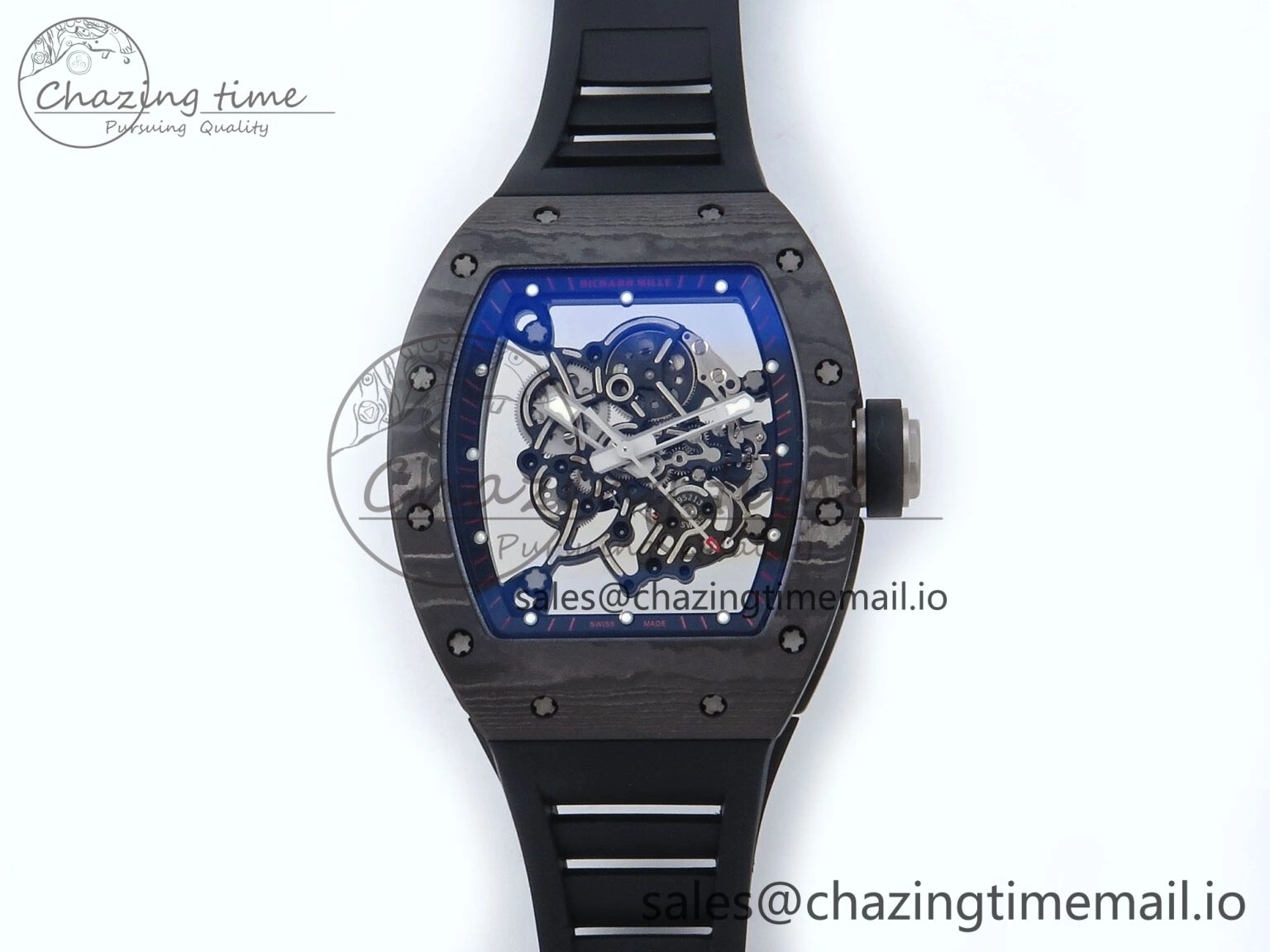 Sophisticated RM055 NTPT APSF 1:1 Best Edition Black Bezel Black Crown on Rubber Strap RMUL2 Super Clone 9238