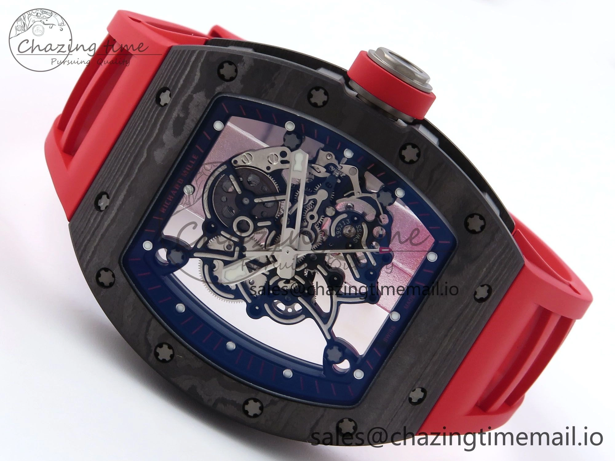 RM055 NTPT APSF 1:1 Best Edition Black Bezel Red Crown on Rubber Strap RMUL2 Super Clone ModernLook 9235