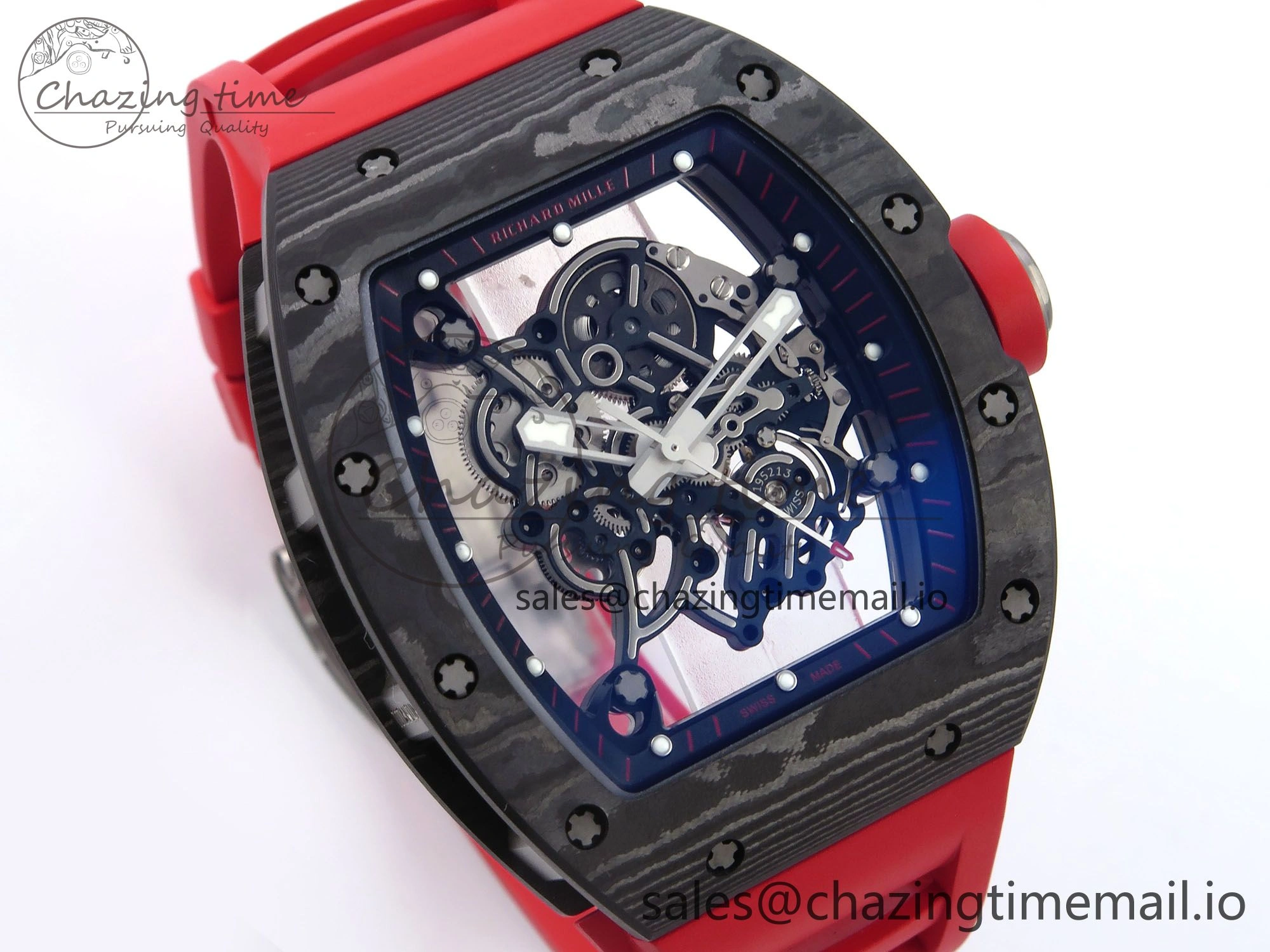 RM055 NTPT APSF 1:1 Best Edition Black Bezel Red Crown on Rubber Strap RMUL2 Super Clone ModernLook 9235