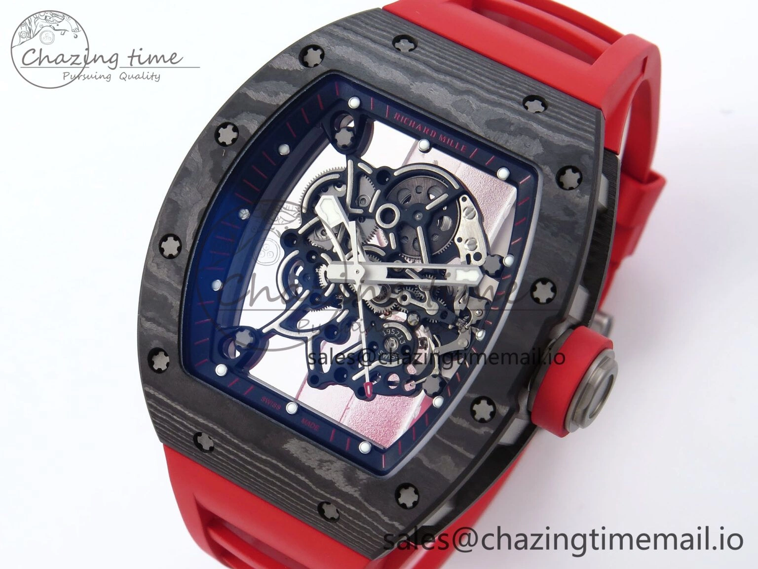 RM055 NTPT APSF 1:1 Best Edition Black Bezel Red Crown on Rubber Strap RMUL2 Super Clone ModernLook 9235
