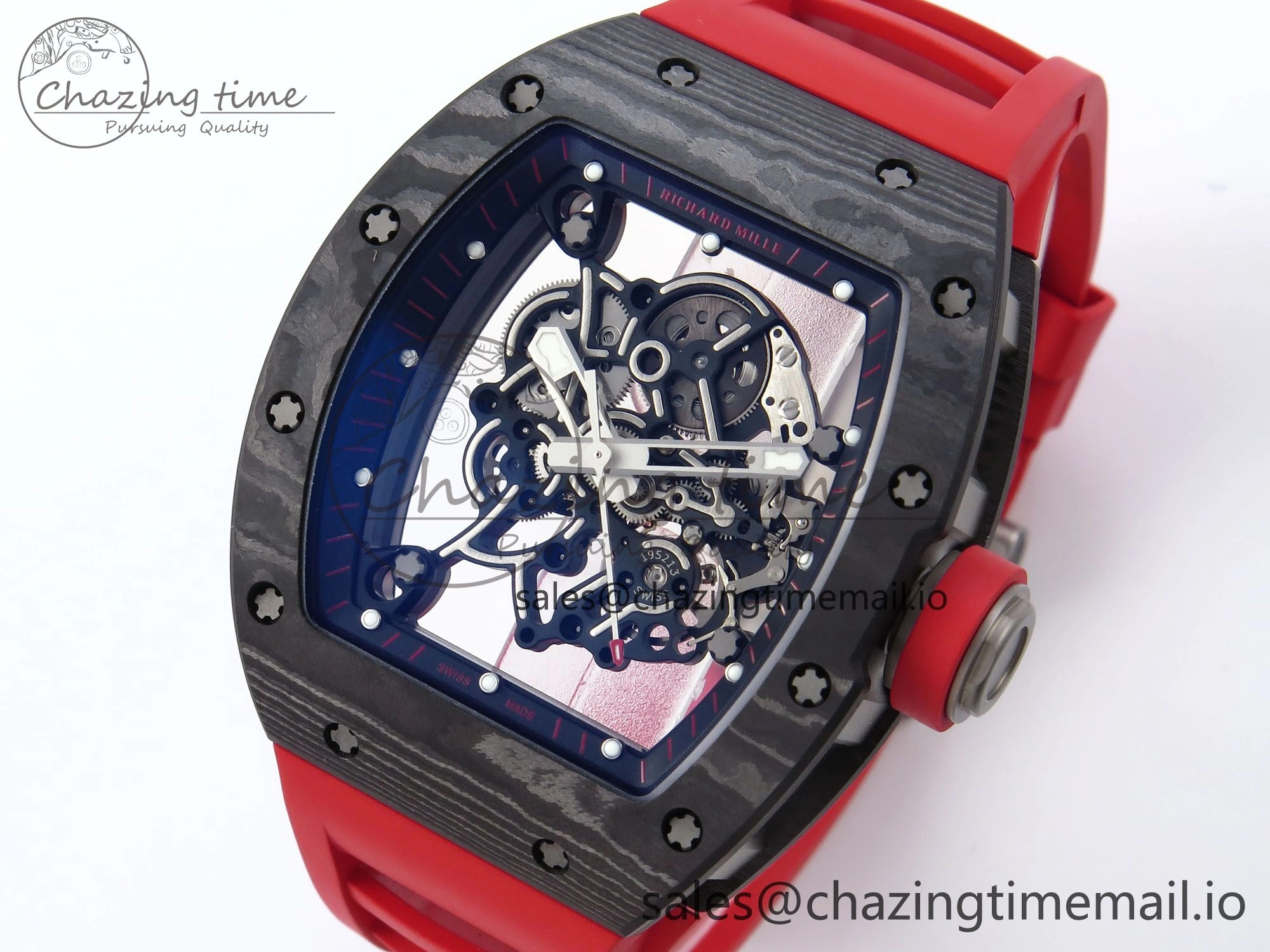 RM055 NTPT APSF 1:1 Best Edition Black Bezel Red Crown on Rubber Strap RMUL2 Super Clone ModernLook 9235