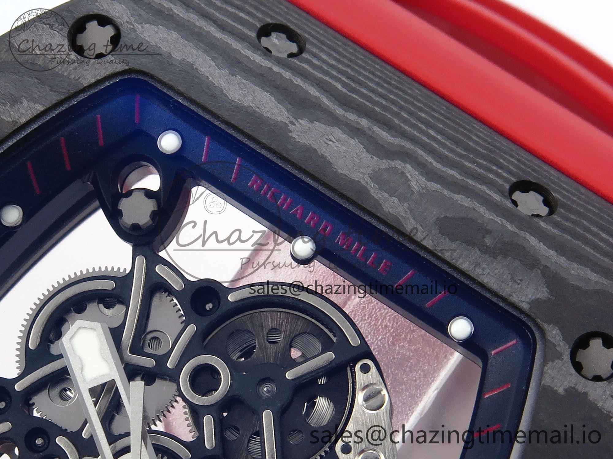 RM055 NTPT APSF 1:1 Best Edition Black Bezel Red Crown on Rubber Strap RMUL2 Super Clone ModernLook 9235