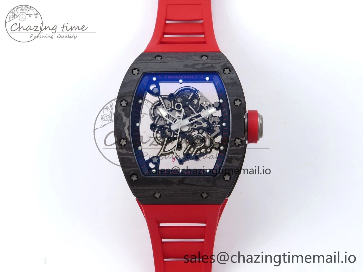 RM055 NTPT APSF 1:1 Best Edition Black Bezel Red Crown on Rubber Strap RMUL2 Super Clone ModernLook 9235