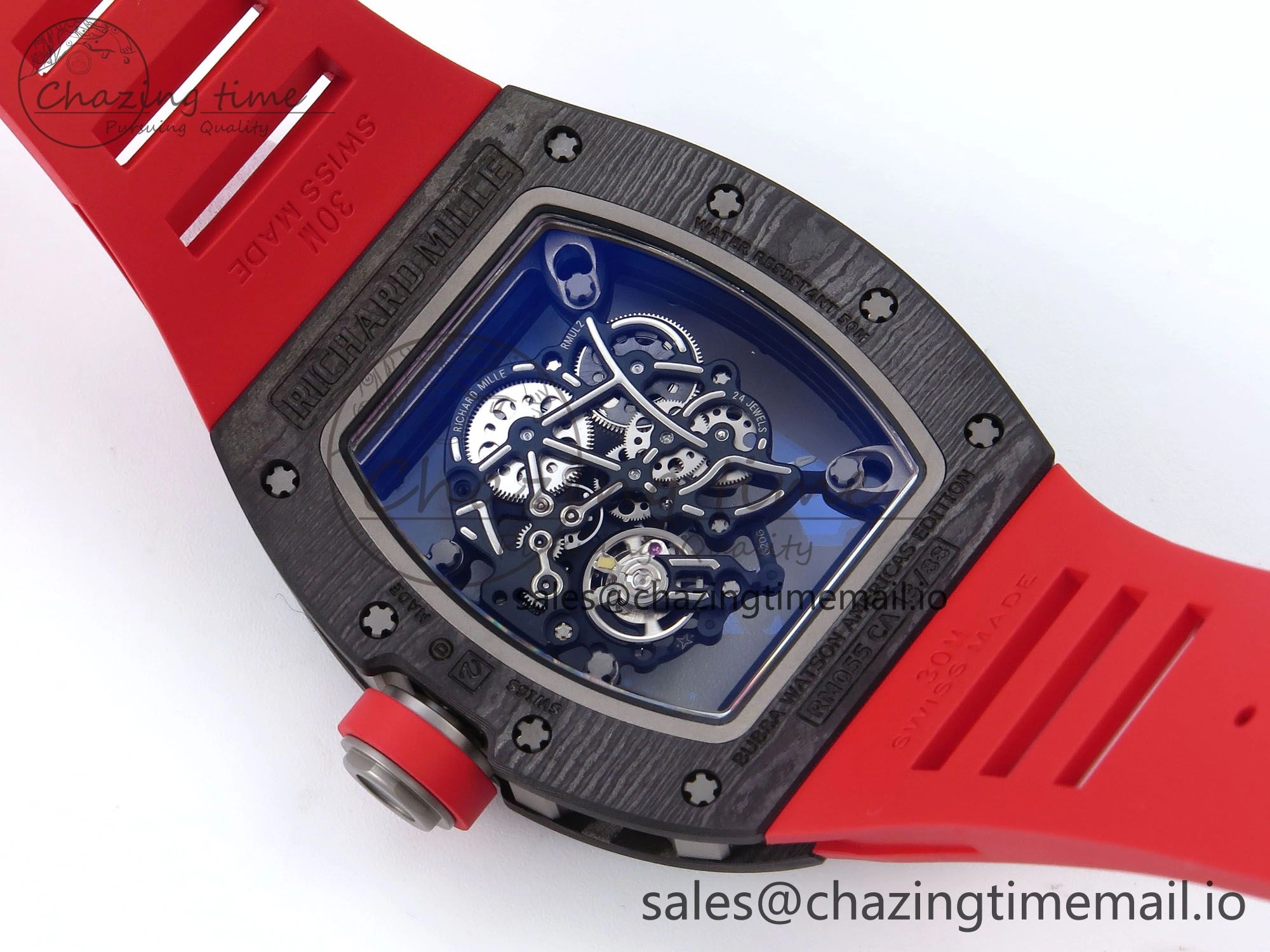 RM055 NTPT APSF 1:1 Best Edition Black Bezel Red Crown on Rubber Strap RMUL2 Super Clone ModernLook 9235