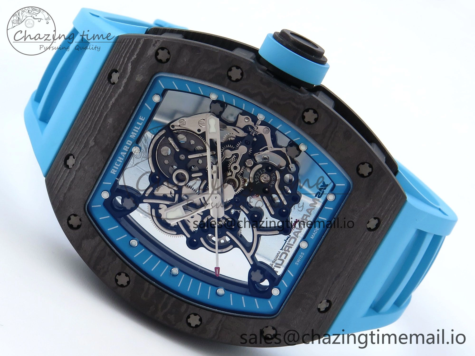 FastDry RM055 NTPT APSF 1:1 Best Edition Blue Bezel Blue Crown on Rubber Strap RMUL2 Super Clone 9230