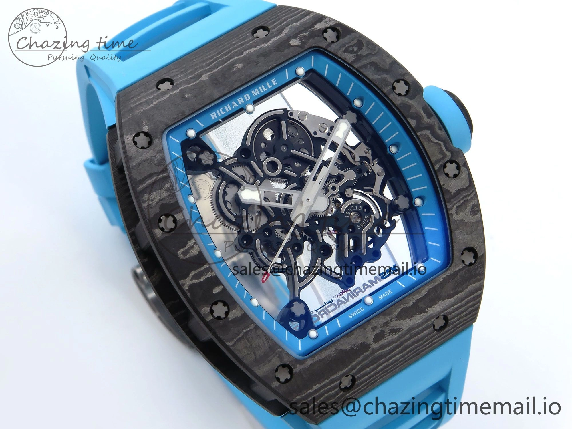FastDry RM055 NTPT APSF 1:1 Best Edition Blue Bezel Blue Crown on Rubber Strap RMUL2 Super Clone 9230