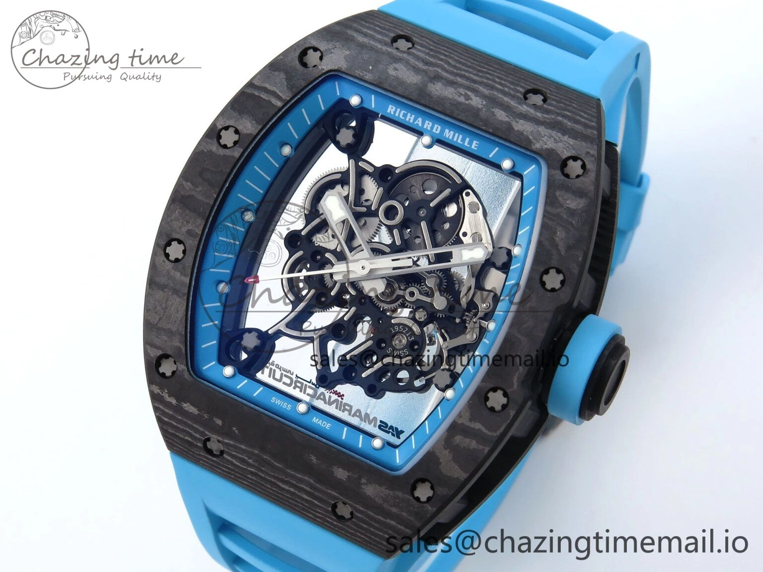 FastDry RM055 NTPT APSF 1:1 Best Edition Blue Bezel Blue Crown on Rubber Strap RMUL2 Super Clone 9230
