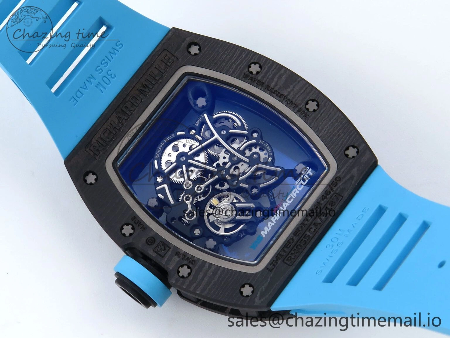 FastDry RM055 NTPT APSF 1:1 Best Edition Blue Bezel Blue Crown on Rubber Strap RMUL2 Super Clone 9230