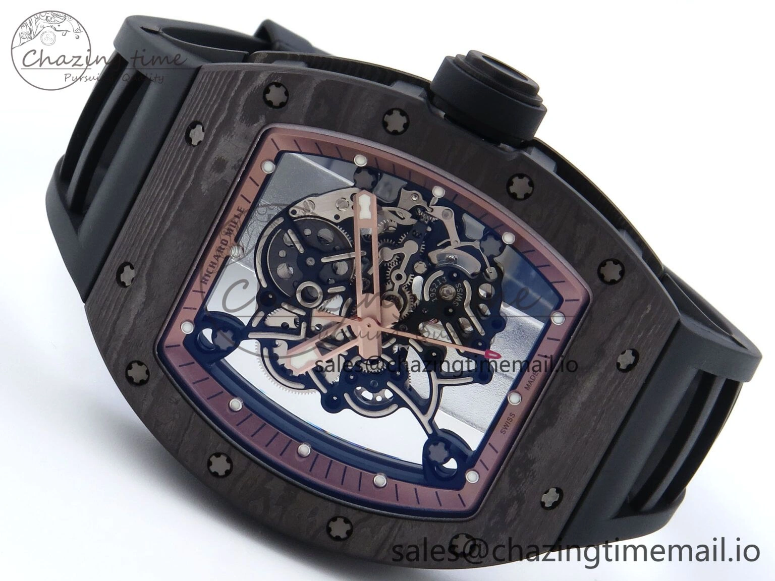 RM055 NTPT APSF 1:1 Best Edition RG Bezel Black Crown on Rubber Strap RMUL2 Super Clone FastDry 9232
