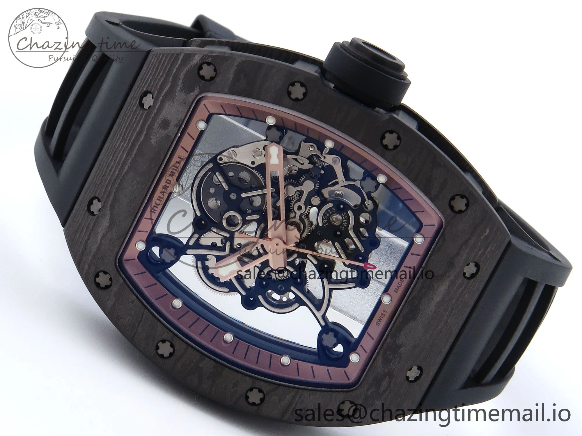 RM055 NTPT APSF 1:1 Best Edition RG Bezel Black Crown on Rubber Strap RMUL2 Super Clone FastDry 9232