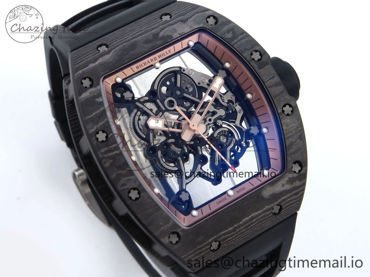 RM055 NTPT APSF 1:1 Best Edition RG Bezel Black Crown on Rubber Strap RMUL2 Super Clone FastDry 9232
