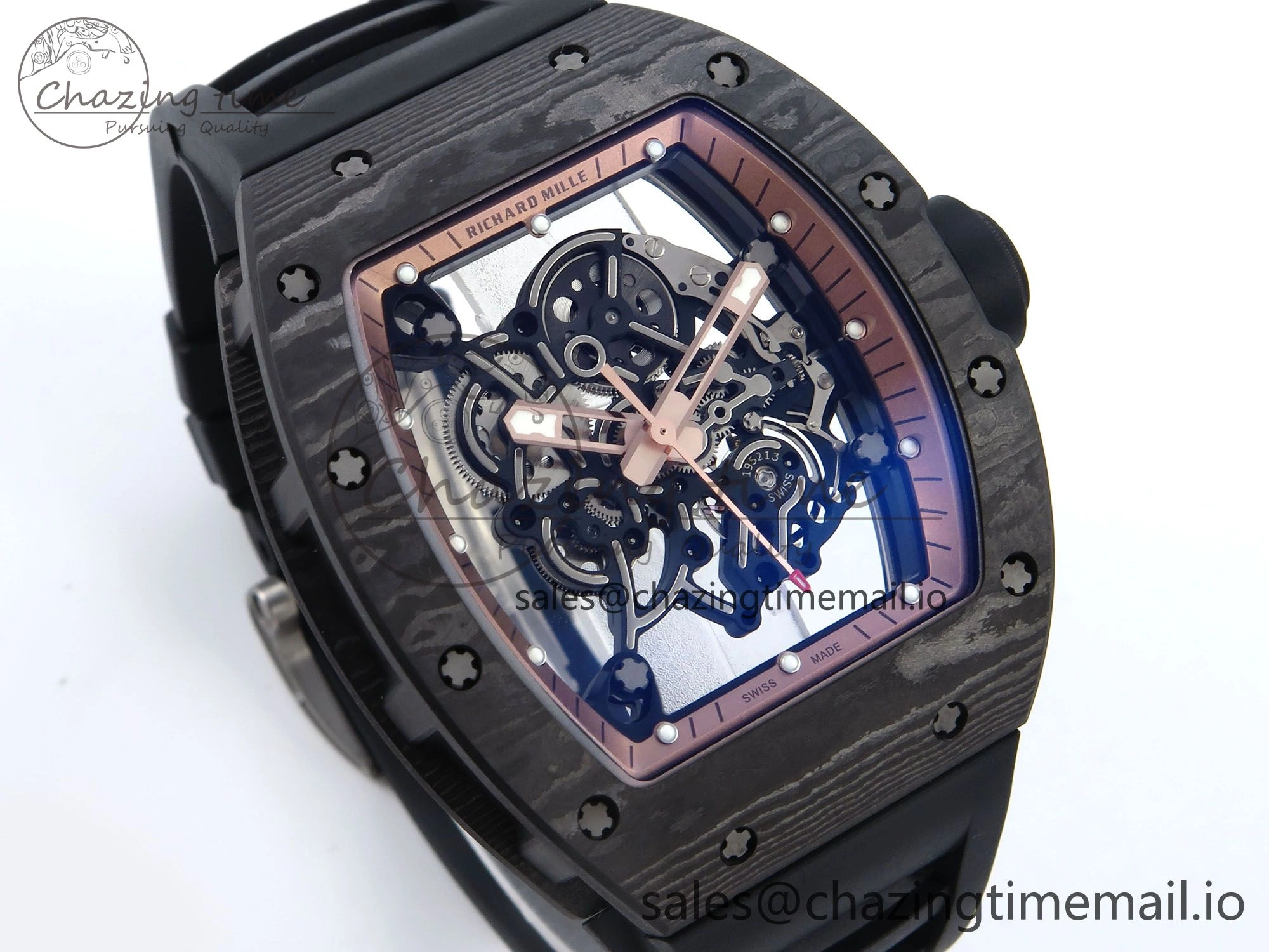 RM055 NTPT APSF 1:1 Best Edition RG Bezel Black Crown on Rubber Strap RMUL2 Super Clone FastDry 9232