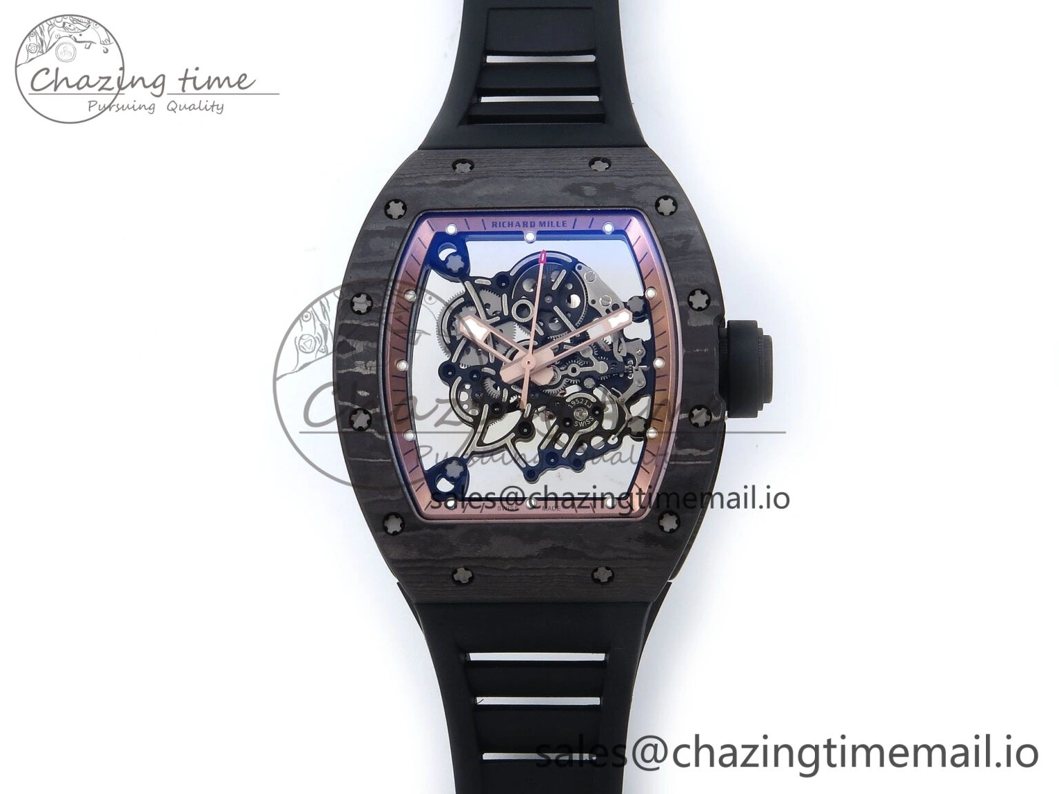 RM055 NTPT APSF 1:1 Best Edition RG Bezel Black Crown on Rubber Strap RMUL2 Super Clone FastDry 9232