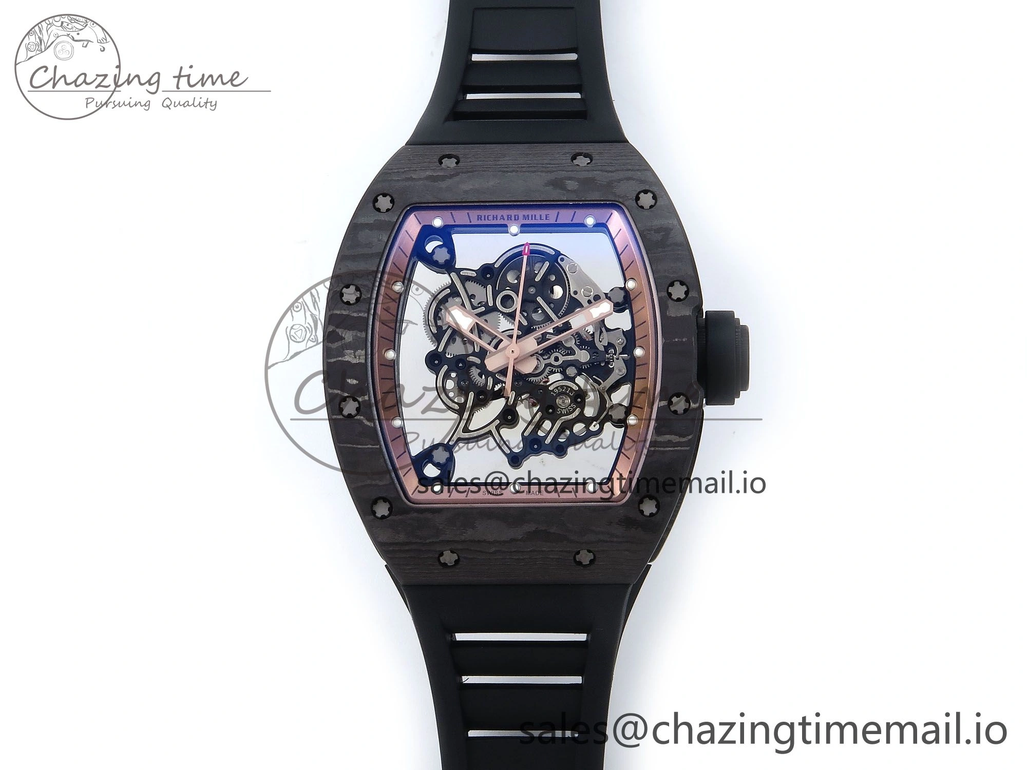 RM055 NTPT APSF 1:1 Best Edition RG Bezel Black Crown on Rubber Strap RMUL2 Super Clone FastDry 9232