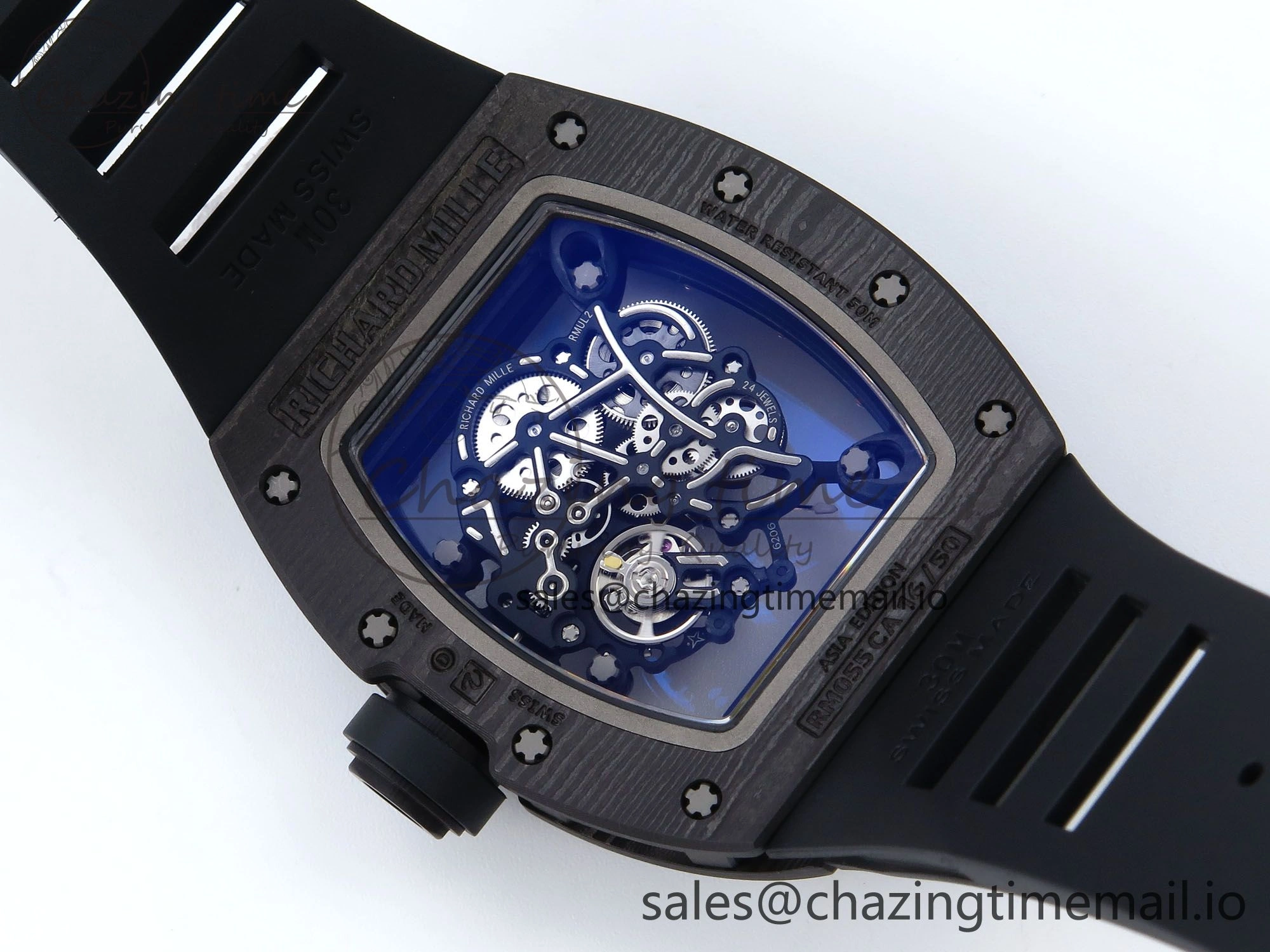 RM055 NTPT APSF 1:1 Best Edition RG Bezel Black Crown on Rubber Strap RMUL2 Super Clone FastDry 9232