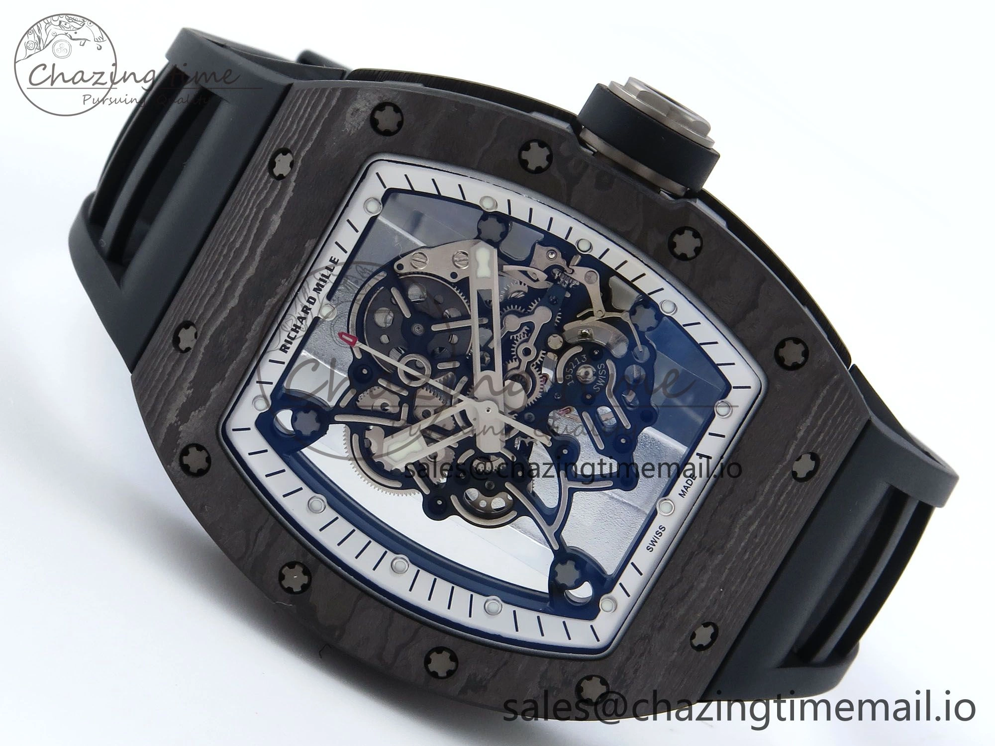 Colorful RM055 NTPT APSF 1:1 Best Edition White Bezel Black Crown on Rubber Strap RMUL2 Super Clone 9239