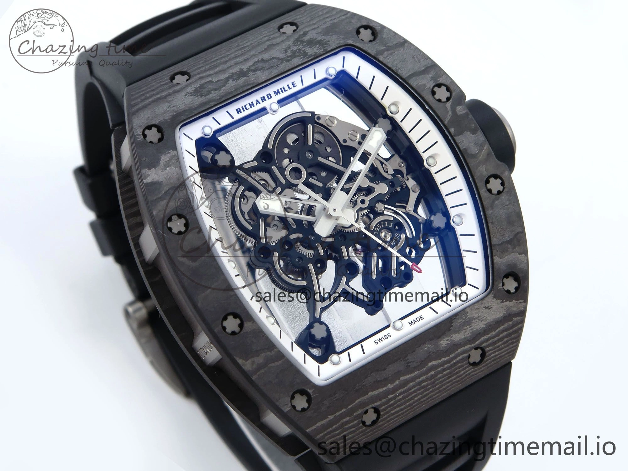Colorful RM055 NTPT APSF 1:1 Best Edition White Bezel Black Crown on Rubber Strap RMUL2 Super Clone 9239