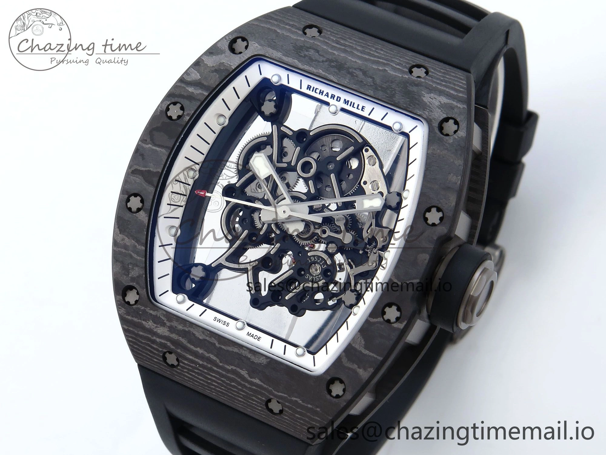 Colorful RM055 NTPT APSF 1:1 Best Edition White Bezel Black Crown on Rubber Strap RMUL2 Super Clone 9239