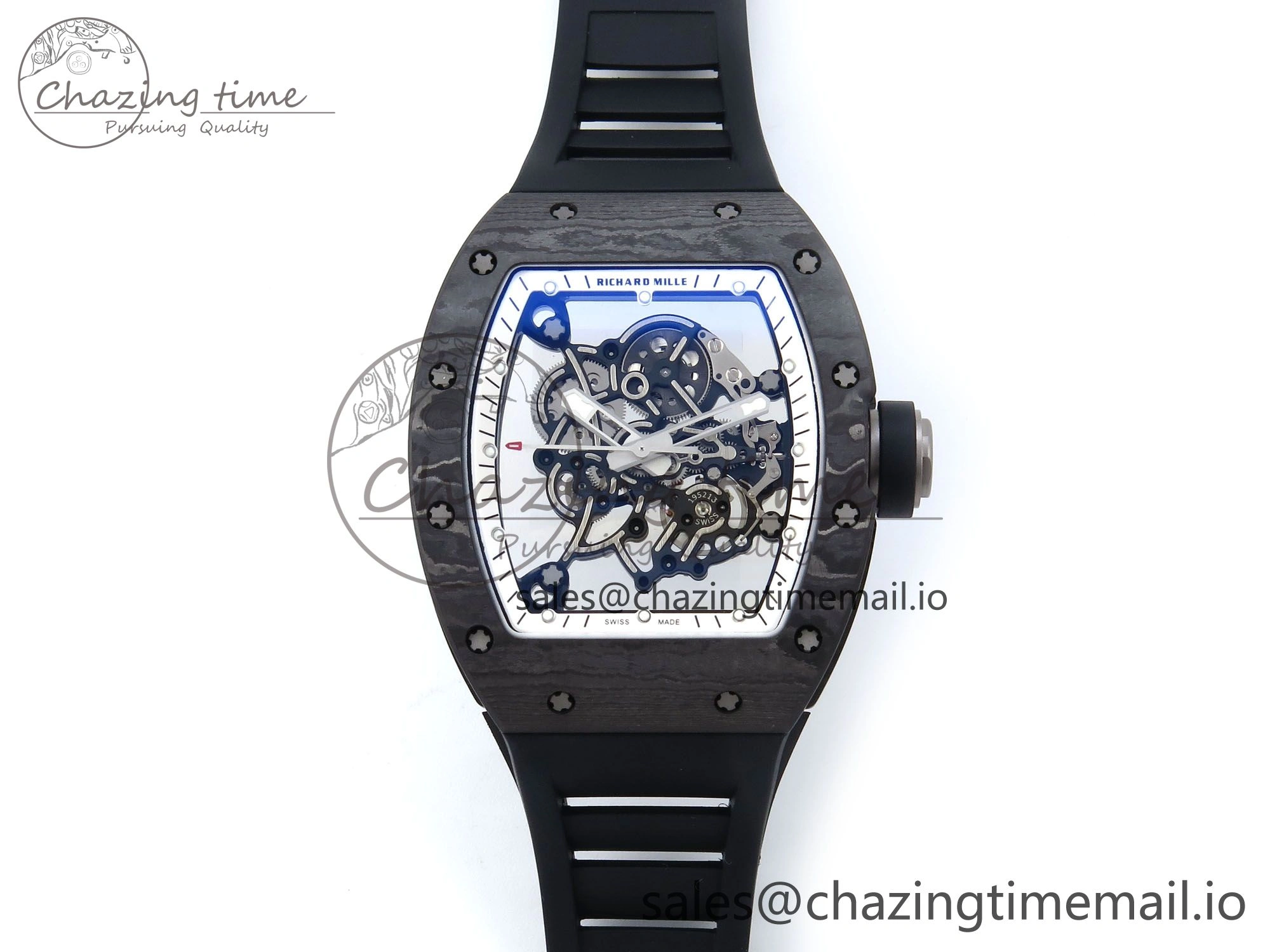 Colorful RM055 NTPT APSF 1:1 Best Edition White Bezel Black Crown on Rubber Strap RMUL2 Super Clone 9239