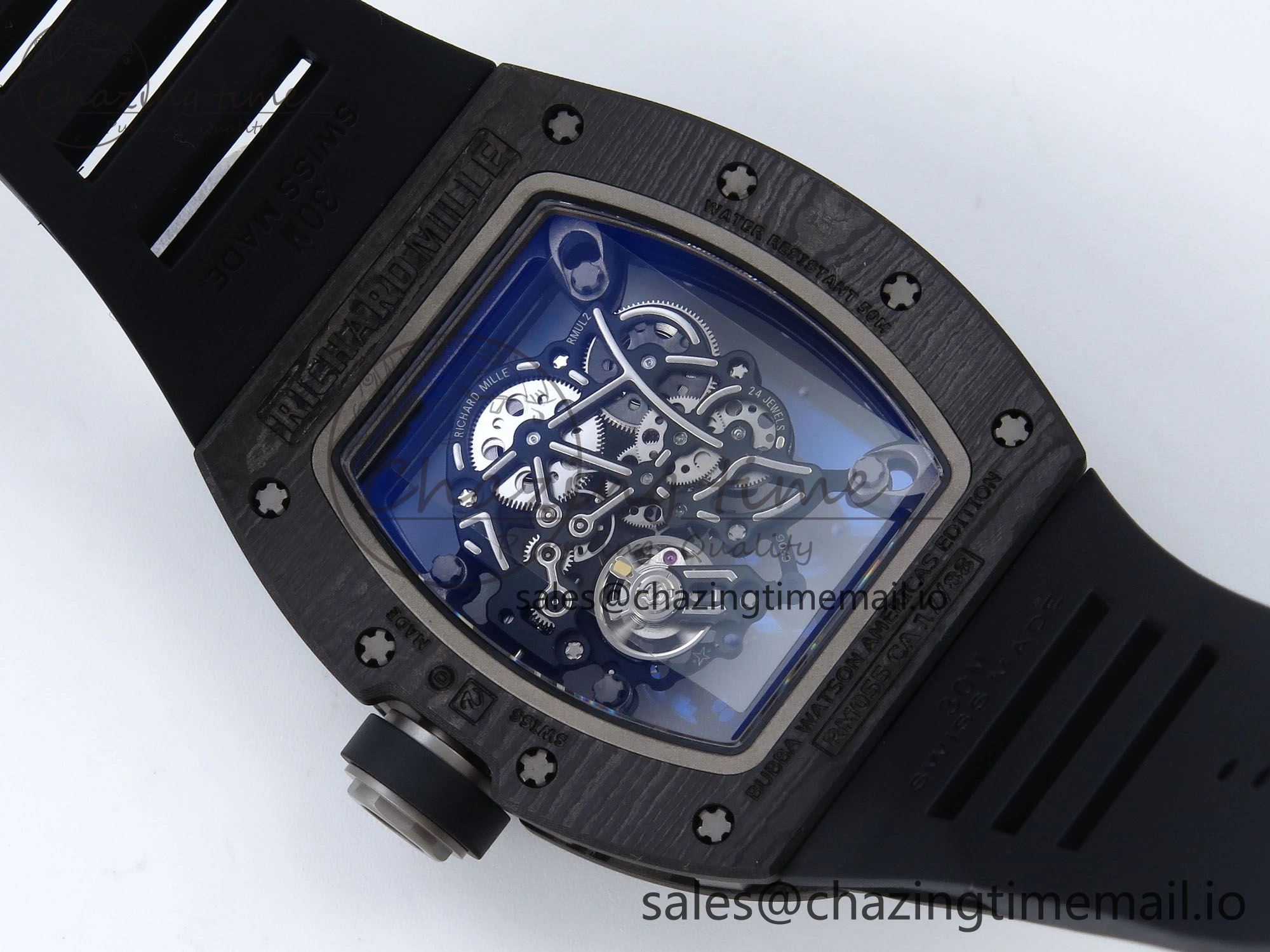 Colorful RM055 NTPT APSF 1:1 Best Edition White Bezel Black Crown on Rubber Strap RMUL2 Super Clone 9239