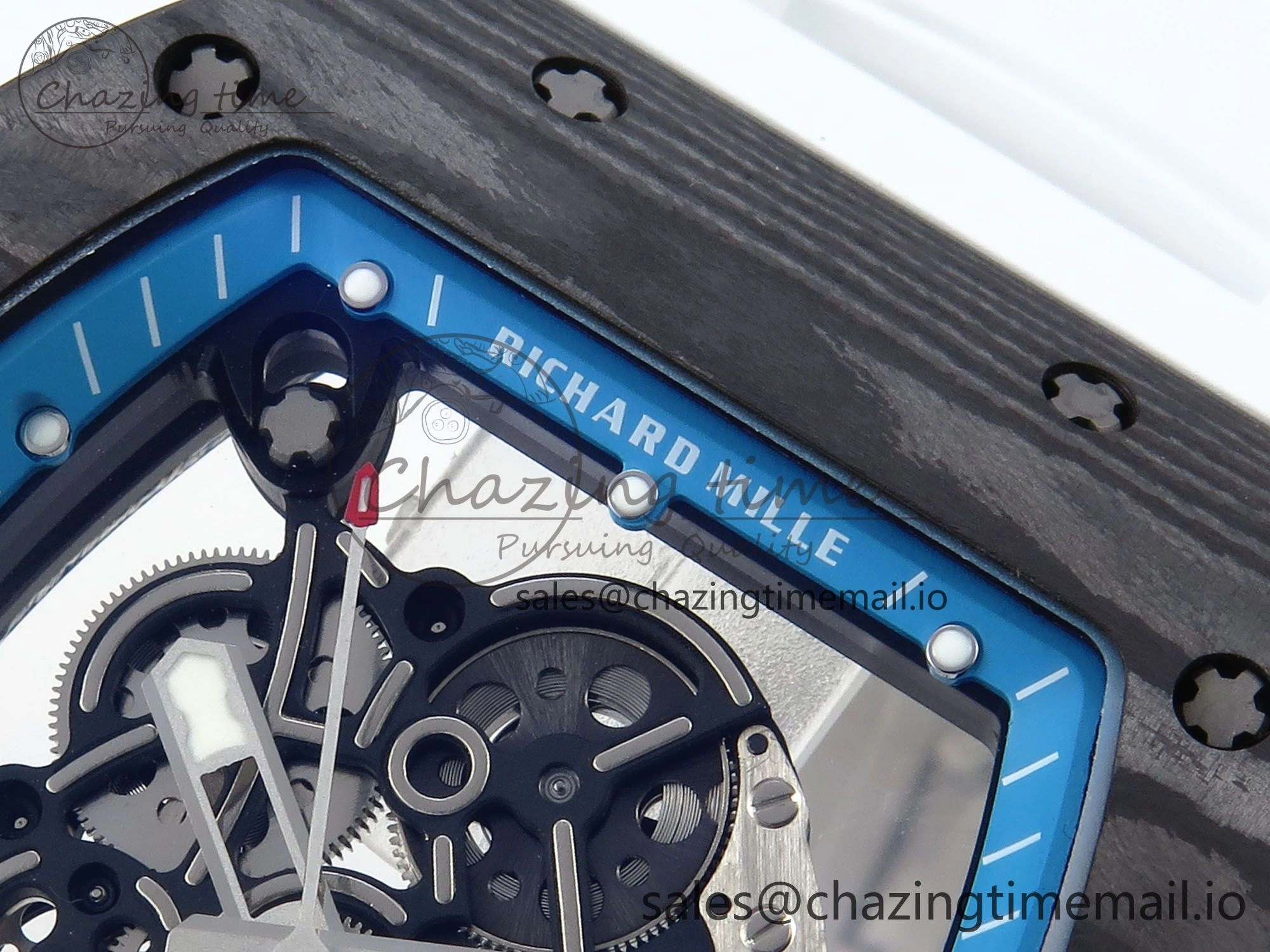 RM055 NTPT APSF 1:1 Best Edition White Bezel Blue Crown on Rubber Strap RMUL2 Super Clone TravelReady 9236