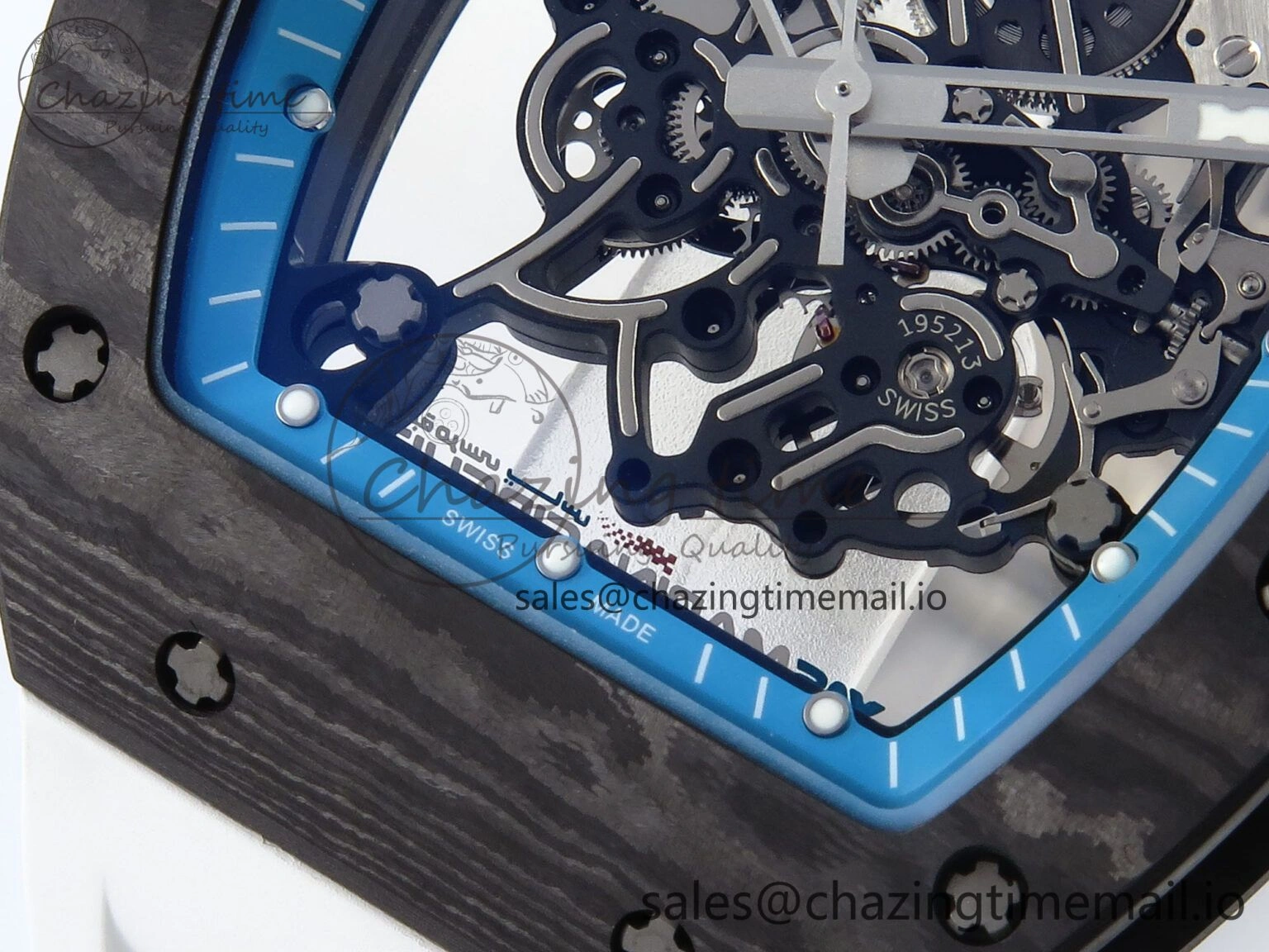 RM055 NTPT APSF 1:1 Best Edition White Bezel Blue Crown on Rubber Strap RMUL2 Super Clone TravelReady 9236