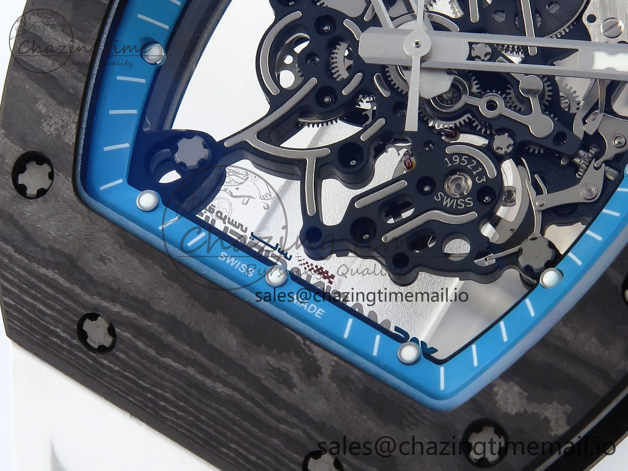 RM055 NTPT APSF 1:1 Best Edition White Bezel Blue Crown on Rubber Strap RMUL2 Super Clone TravelReady 9236