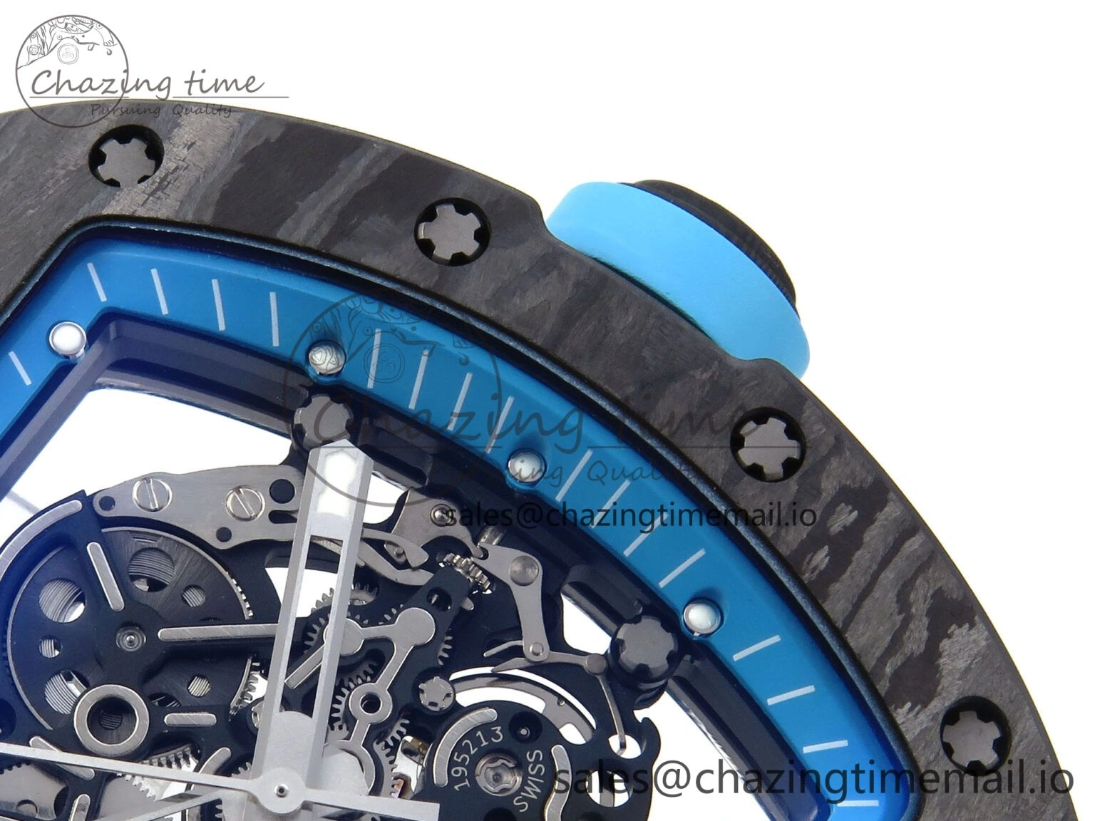 RM055 NTPT APSF 1:1 Best Edition White Bezel Blue Crown on Rubber Strap RMUL2 Super Clone TravelReady 9236