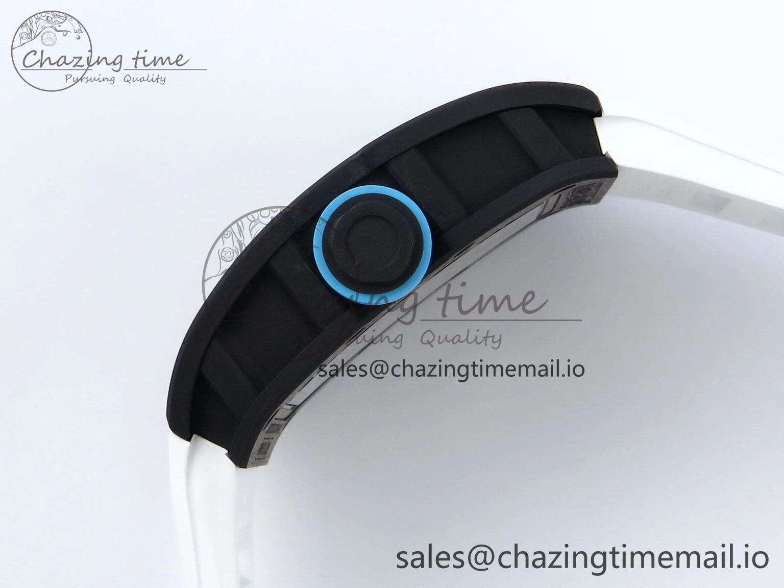RM055 NTPT APSF 1:1 Best Edition White Bezel Blue Crown on Rubber Strap RMUL2 Super Clone TravelReady 9236