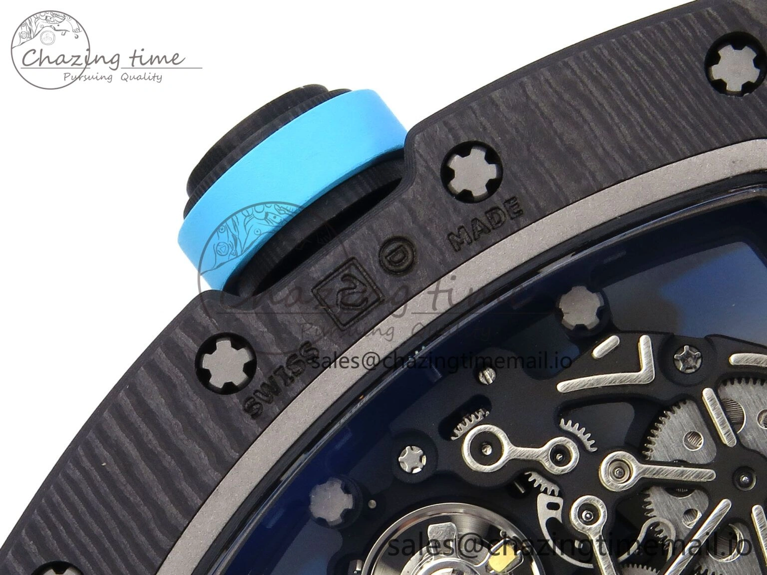 RM055 NTPT APSF 1:1 Best Edition White Bezel Blue Crown on Rubber Strap RMUL2 Super Clone TravelReady 9236