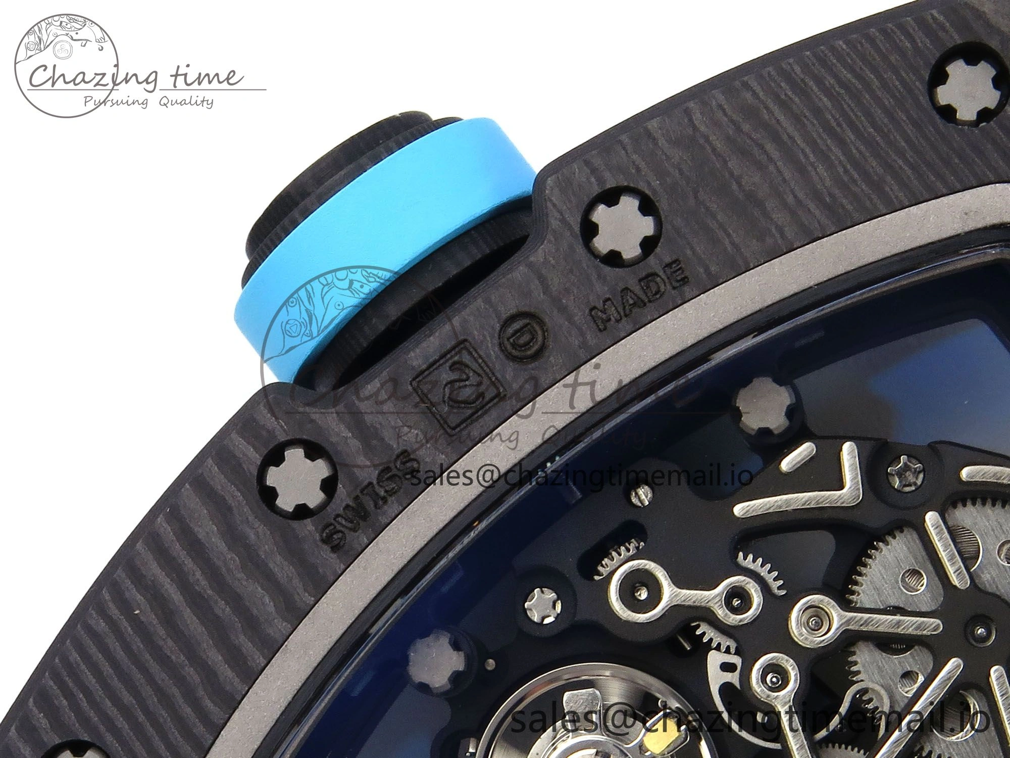 RM055 NTPT APSF 1:1 Best Edition White Bezel Blue Crown on Rubber Strap RMUL2 Super Clone TravelReady 9236