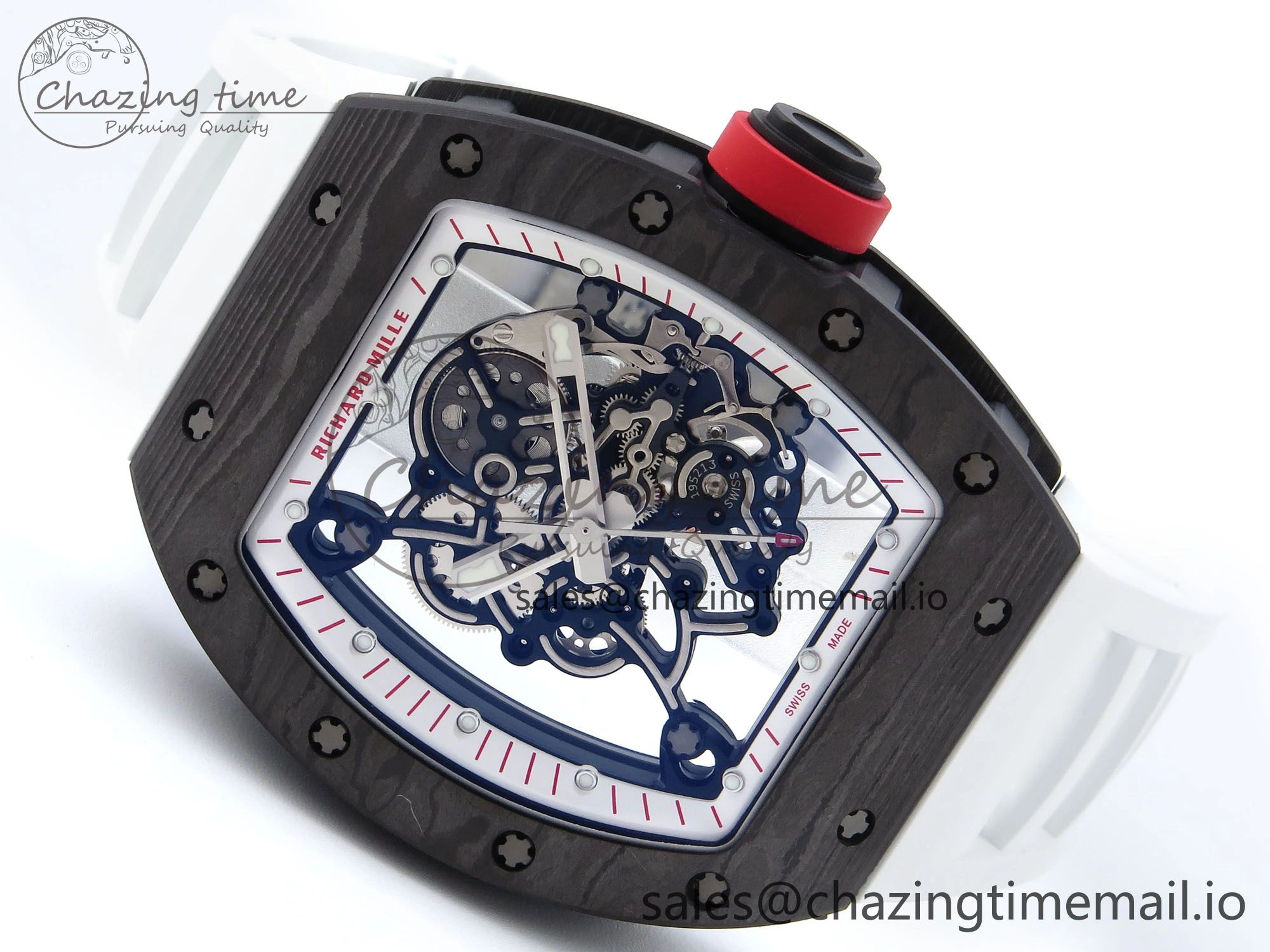 SportInspired RM055 NTPT APSF 1:1 Best Edition White Bezel Red Crown on Rubber Strap RMUL2 Super Clone 9234