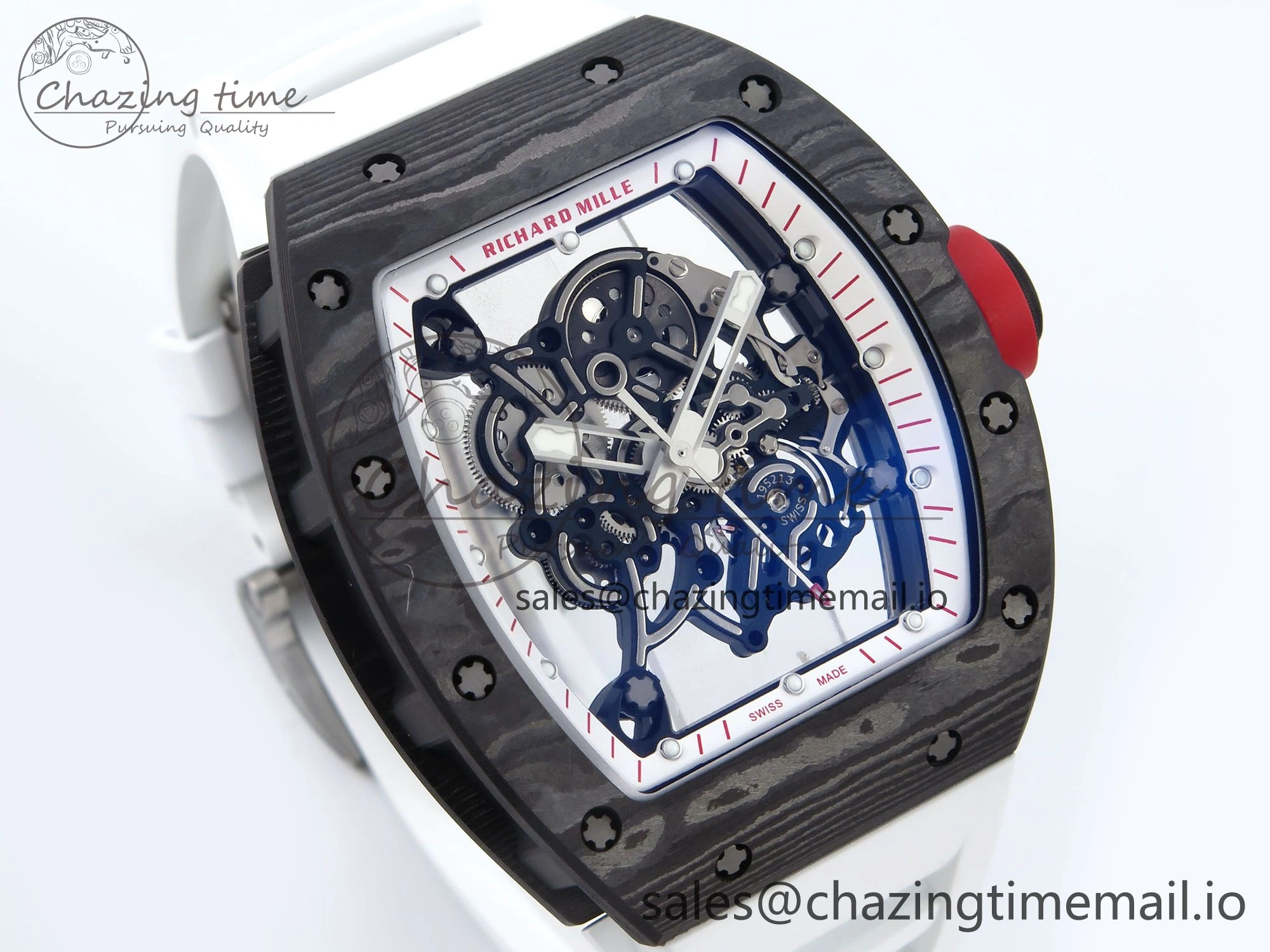 SportInspired RM055 NTPT APSF 1:1 Best Edition White Bezel Red Crown on Rubber Strap RMUL2 Super Clone 9234