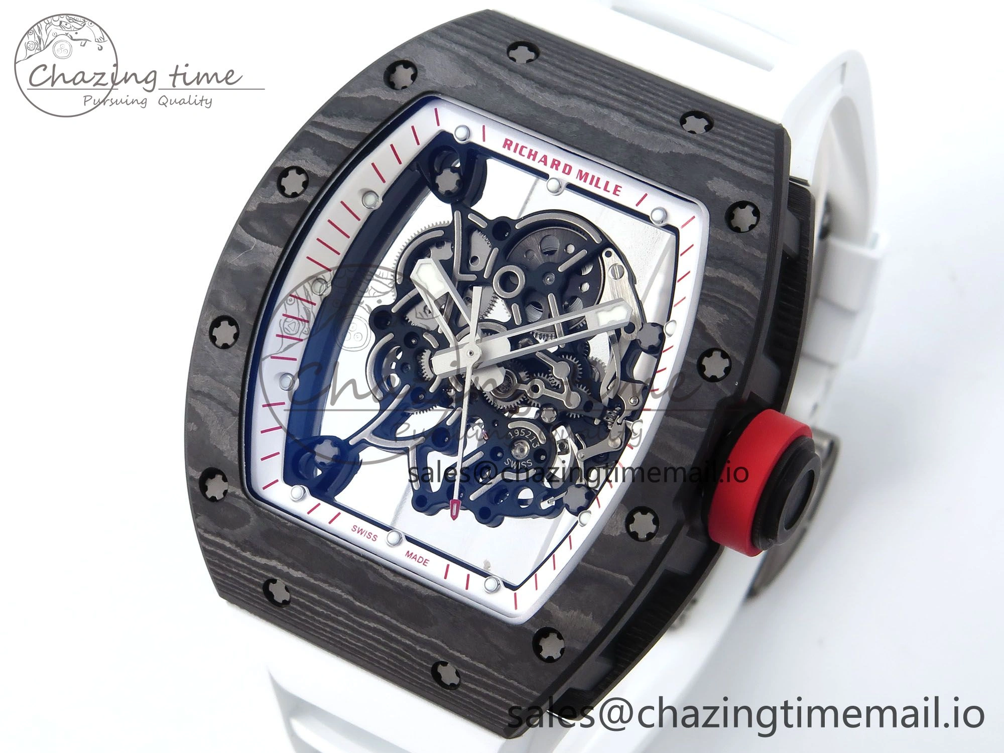 SportInspired RM055 NTPT APSF 1:1 Best Edition White Bezel Red Crown on Rubber Strap RMUL2 Super Clone 9234