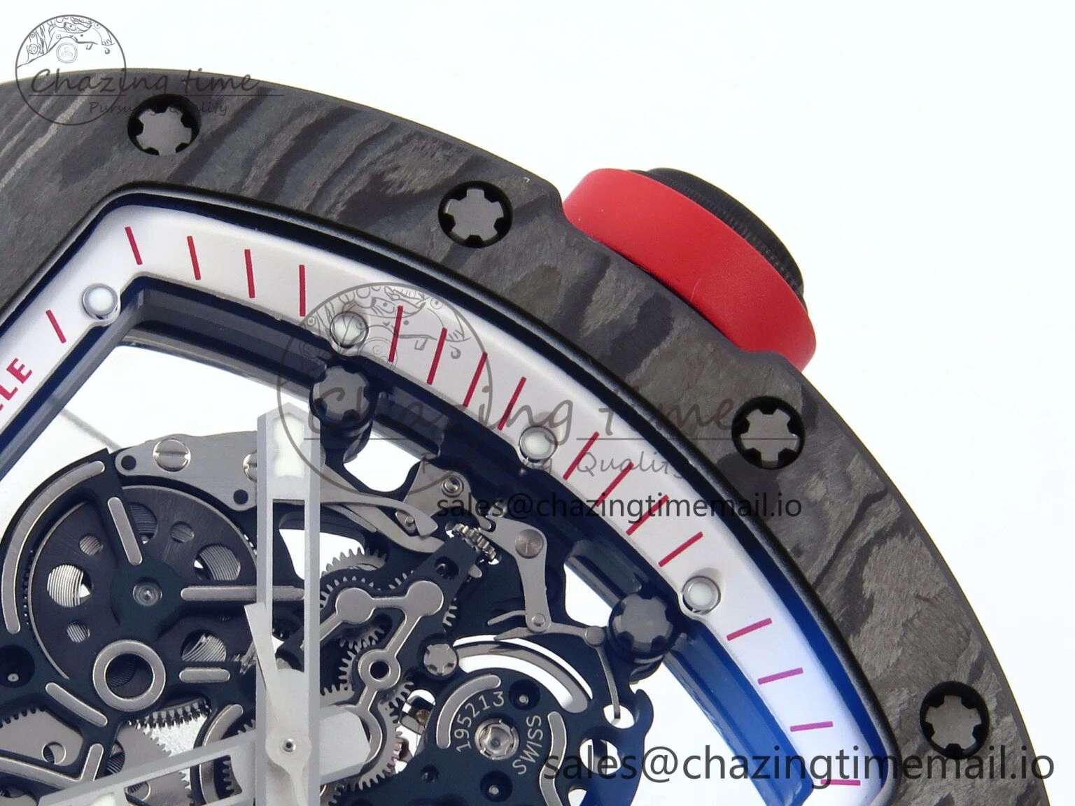 SportInspired RM055 NTPT APSF 1:1 Best Edition White Bezel Red Crown on Rubber Strap RMUL2 Super Clone 9234