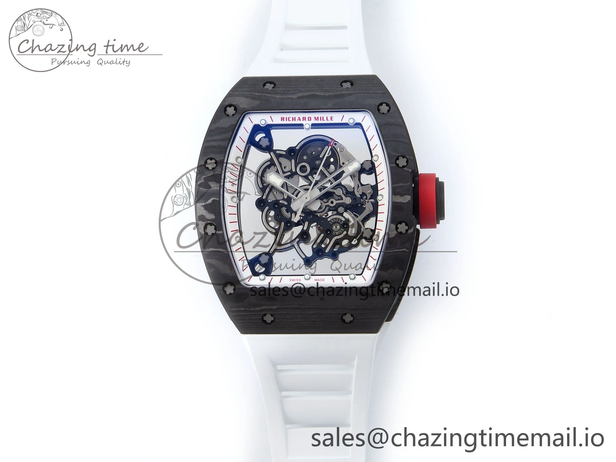 SportInspired RM055 NTPT APSF 1:1 Best Edition White Bezel Red Crown on Rubber Strap RMUL2 Super Clone 9234