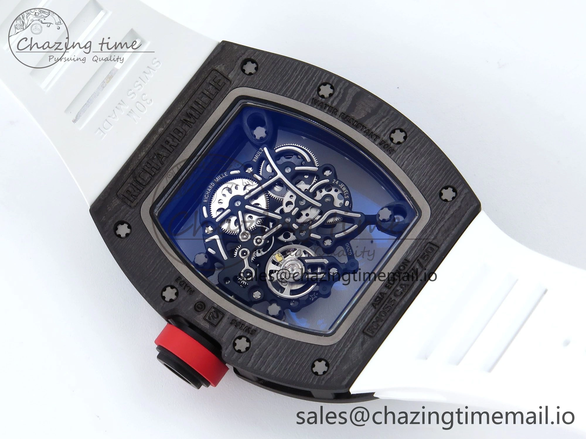 SportInspired RM055 NTPT APSF 1:1 Best Edition White Bezel Red Crown on Rubber Strap RMUL2 Super Clone 9234