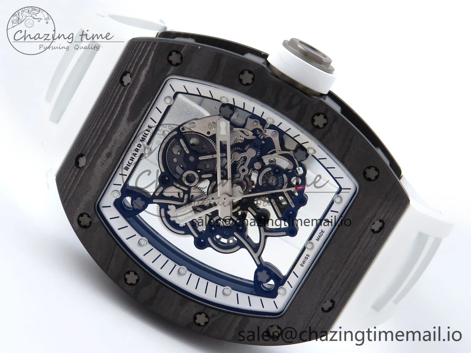 RM055 NTPT APSF 1:1 Best Edition White Bezel White Crown on Rubber Strap RMUL2 Super Clone Sophisticated 9237