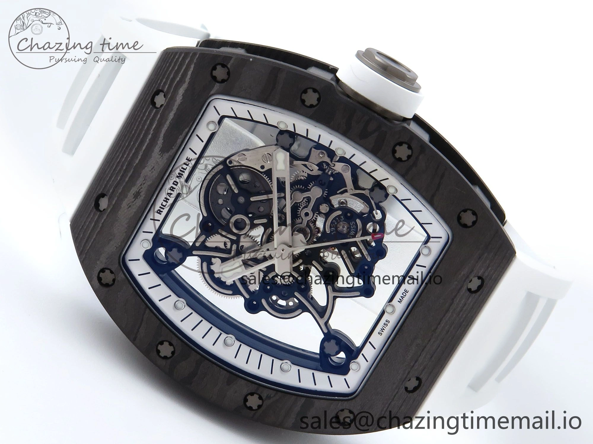 RM055 NTPT APSF 1:1 Best Edition White Bezel White Crown on Rubber Strap RMUL2 Super Clone Sophisticated 9237