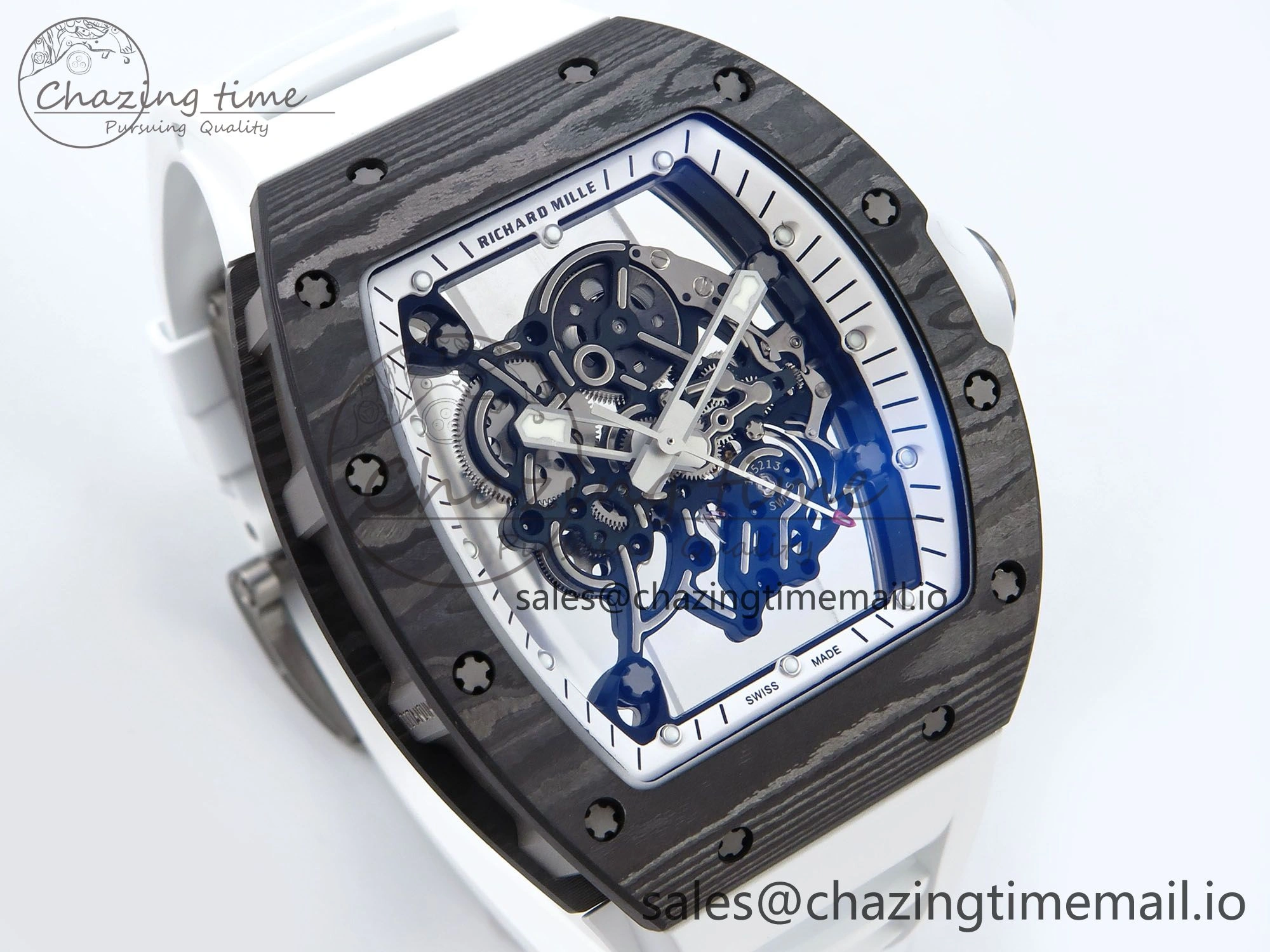RM055 NTPT APSF 1:1 Best Edition White Bezel White Crown on Rubber Strap RMUL2 Super Clone Sophisticated 9237