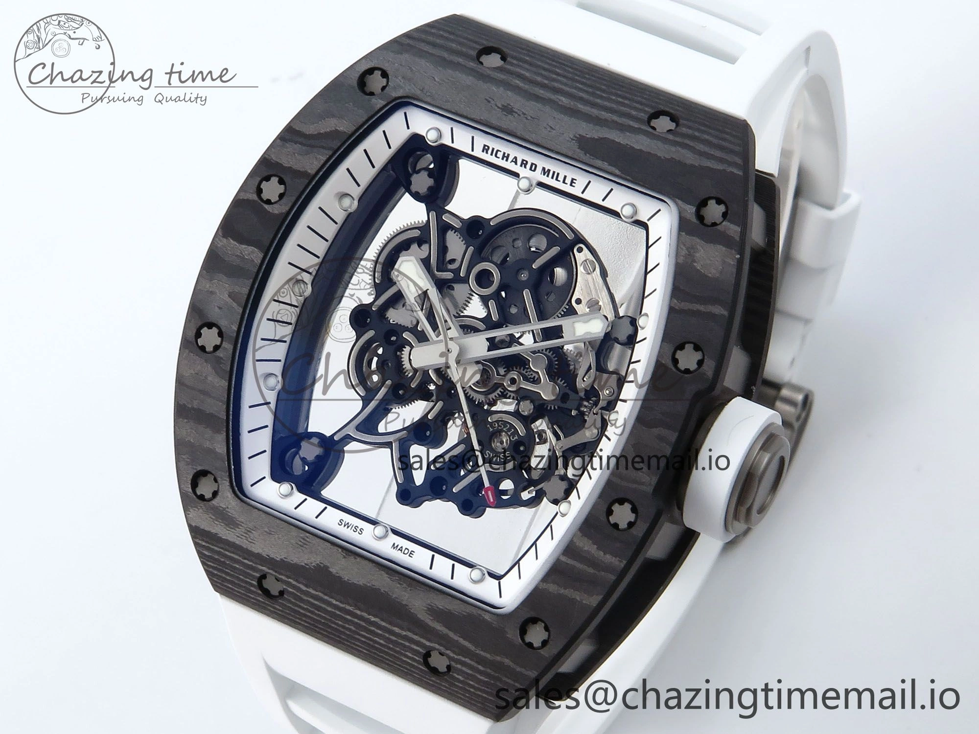 RM055 NTPT APSF 1:1 Best Edition White Bezel White Crown on Rubber Strap RMUL2 Super Clone Sophisticated 9237