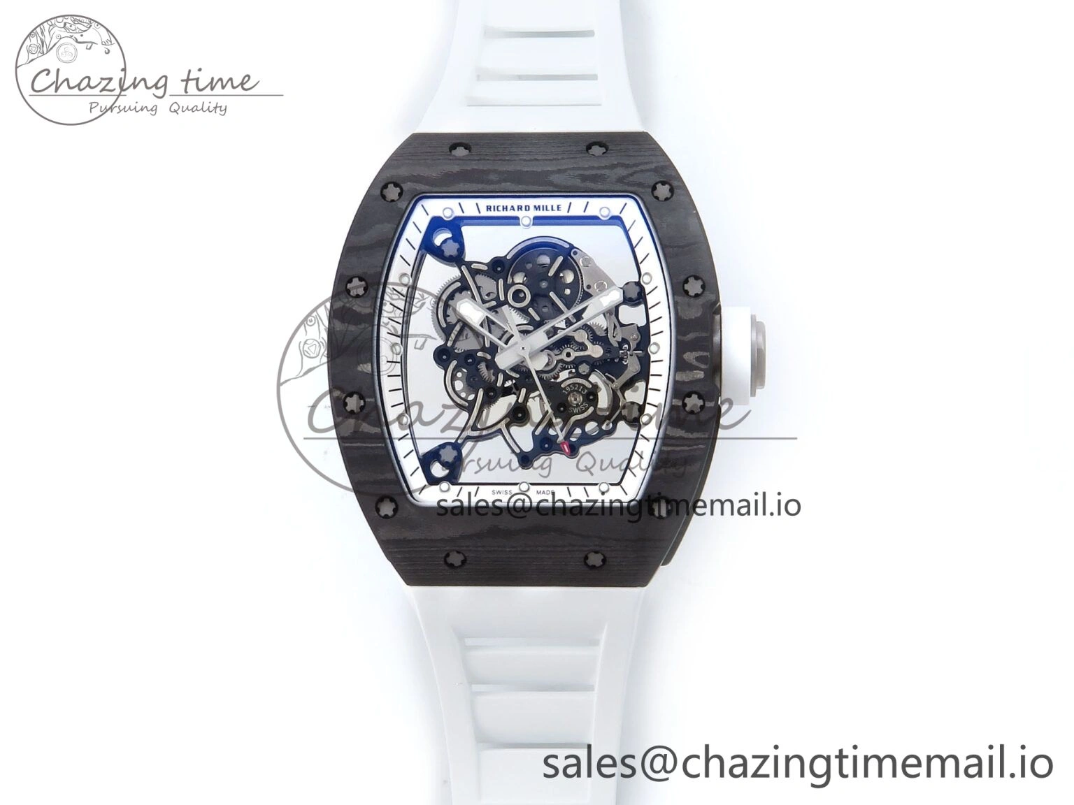 RM055 NTPT APSF 1:1 Best Edition White Bezel White Crown on Rubber Strap RMUL2 Super Clone Sophisticated 9237