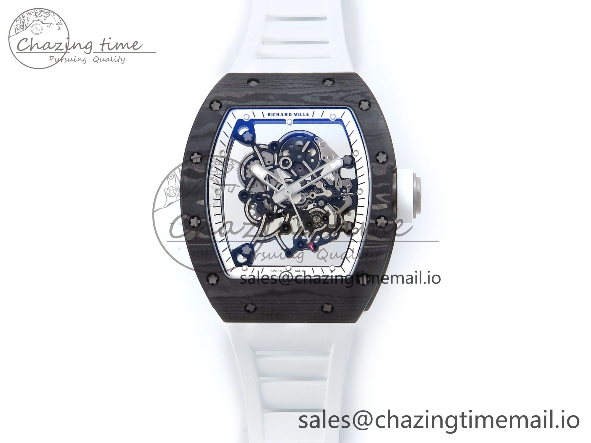 RM055 NTPT APSF 1:1 Best Edition White Bezel White Crown on Rubber Strap RMUL2 Super Clone Sophisticated 9237