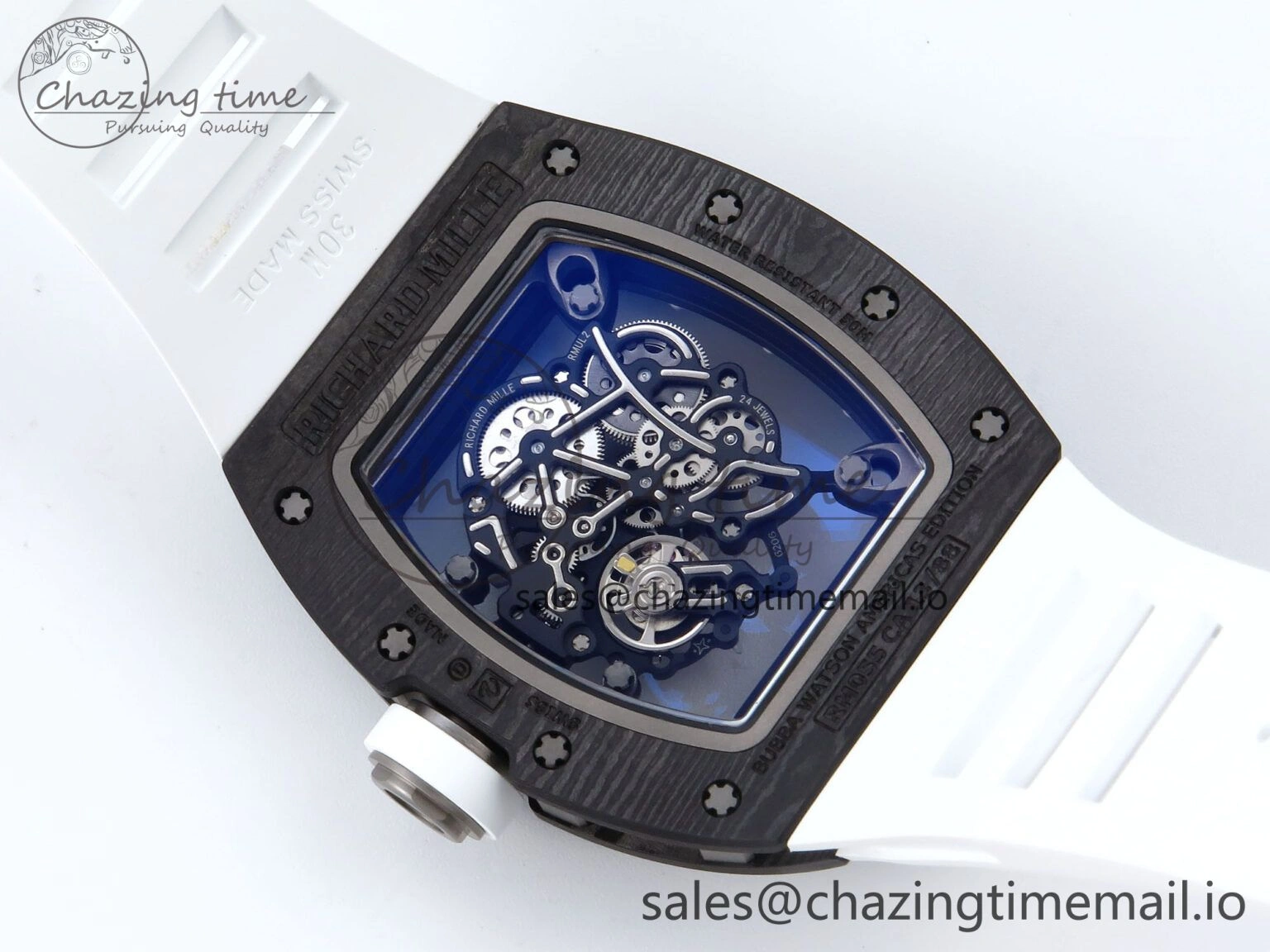 RM055 NTPT APSF 1:1 Best Edition White Bezel White Crown on Rubber Strap RMUL2 Super Clone Sophisticated 9237