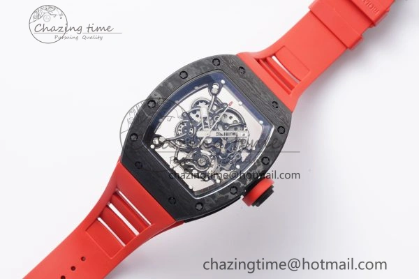 Thermal RM055 NTPT BBR Best Edition Skeleton Black Dial on Red Rubber Strap Clone RMUL2 V 9359