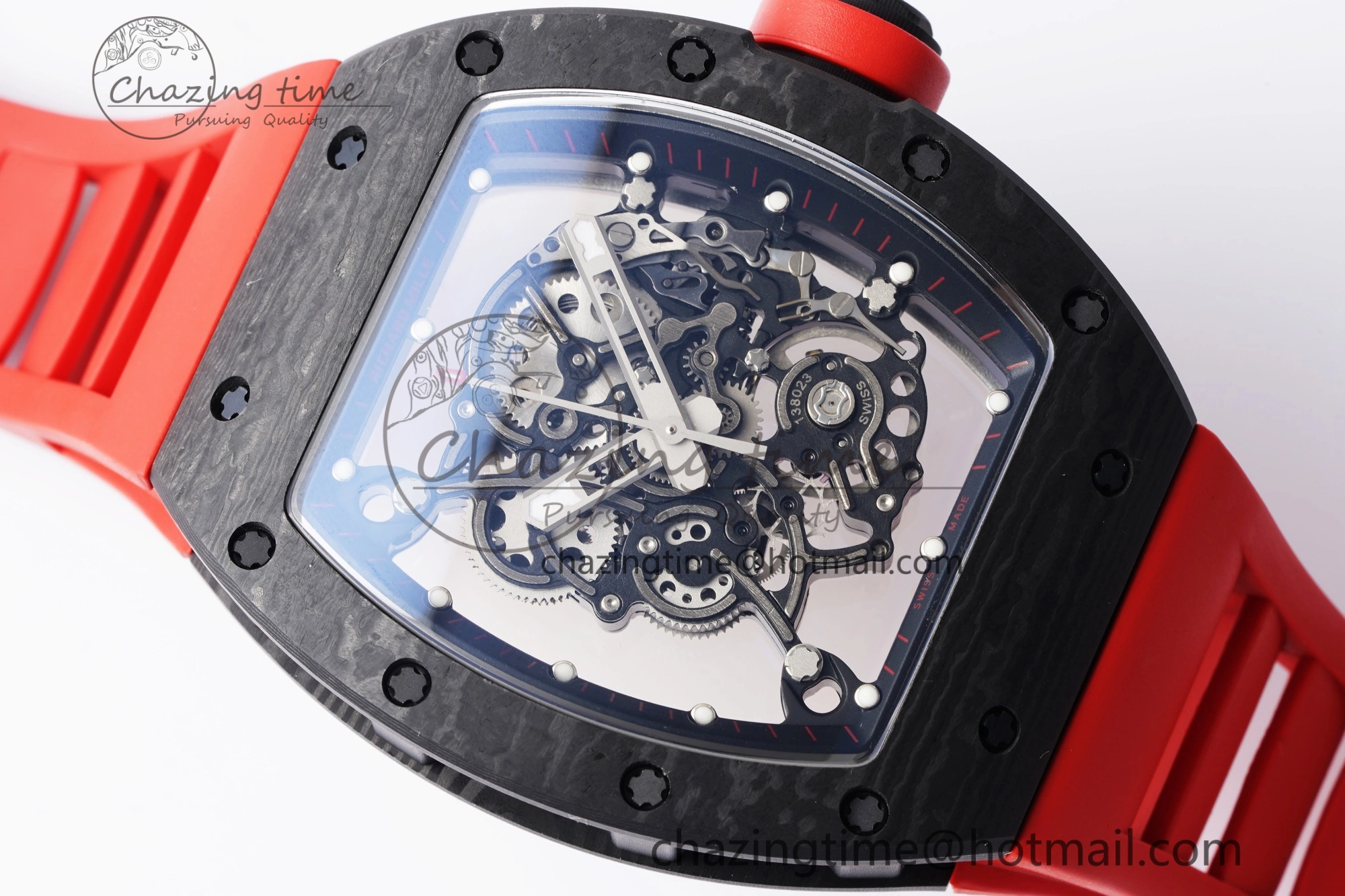 Thermal RM055 NTPT BBR Best Edition Skeleton Black Dial on Red Rubber Strap Clone RMUL2 V 9359