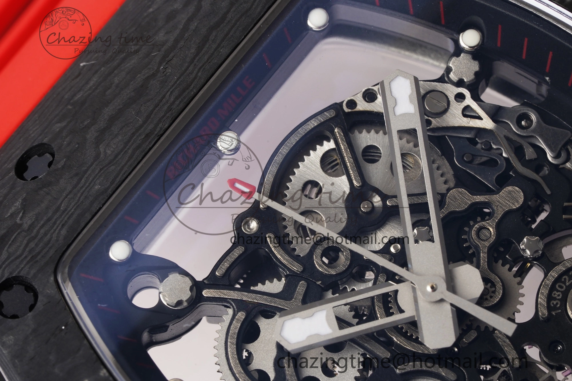 Thermal RM055 NTPT BBR Best Edition Skeleton Black Dial on Red Rubber Strap Clone RMUL2 V 9359