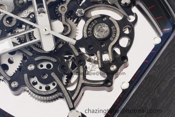 Thermal RM055 NTPT BBR Best Edition Skeleton Black Dial on Red Rubber Strap Clone RMUL2 V 9359