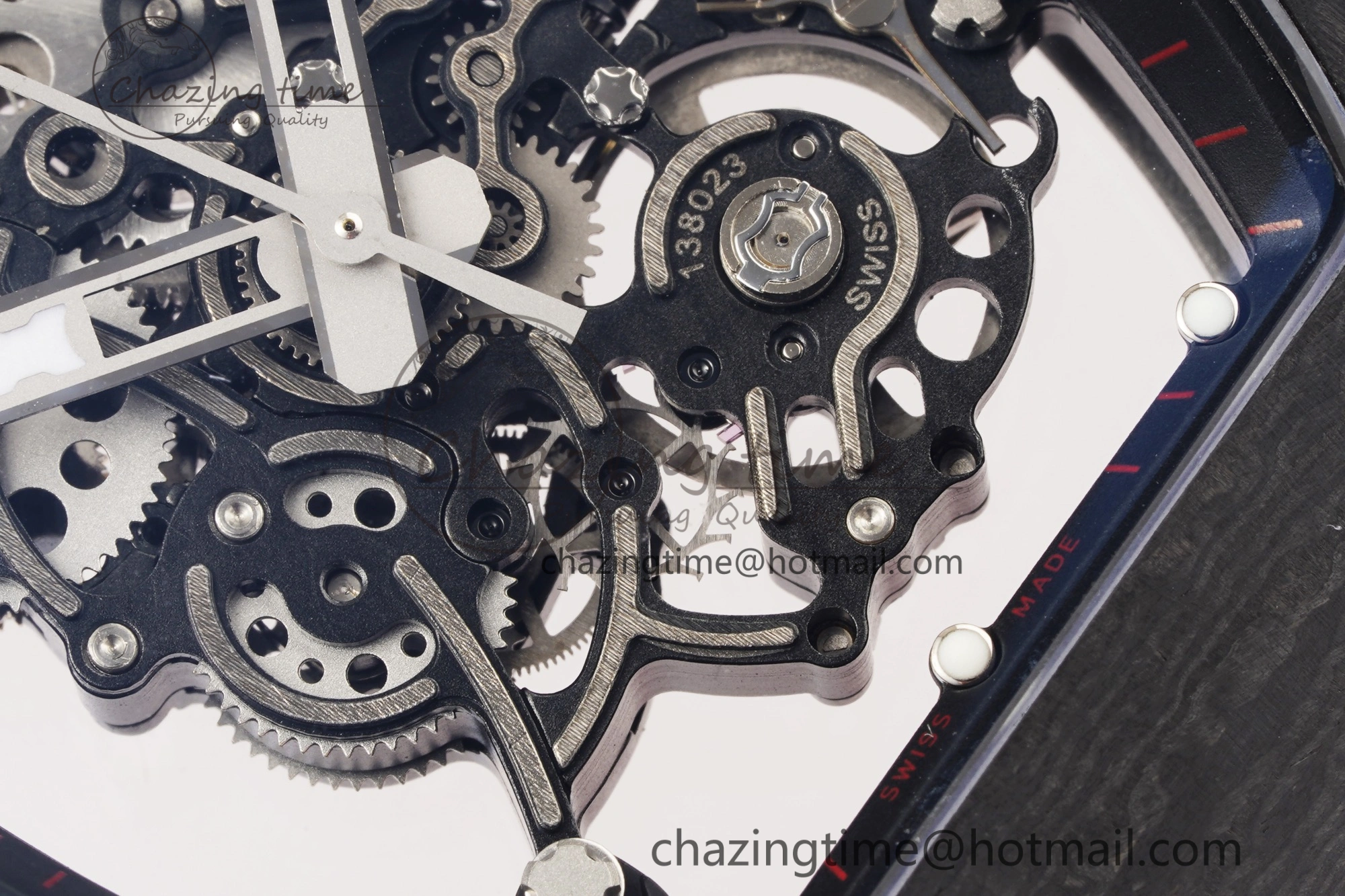Thermal RM055 NTPT BBR Best Edition Skeleton Black Dial on Red Rubber Strap Clone RMUL2 V 9359